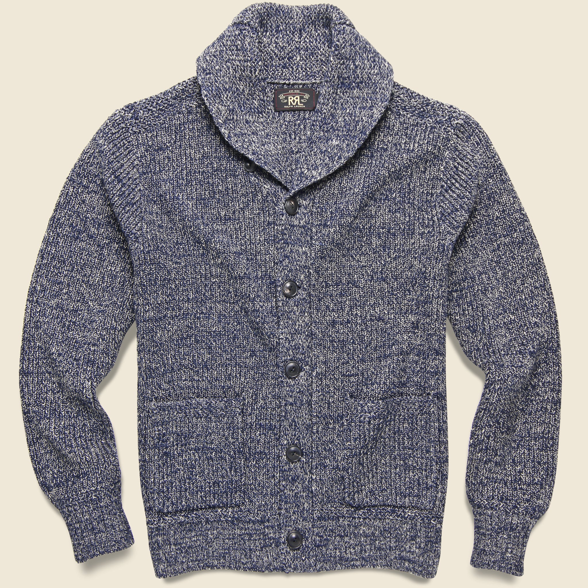 Cotton-Linen Shawl Cardigan - Dark Navy Marl - RRL - STAG Provisions - Tops - Sweater