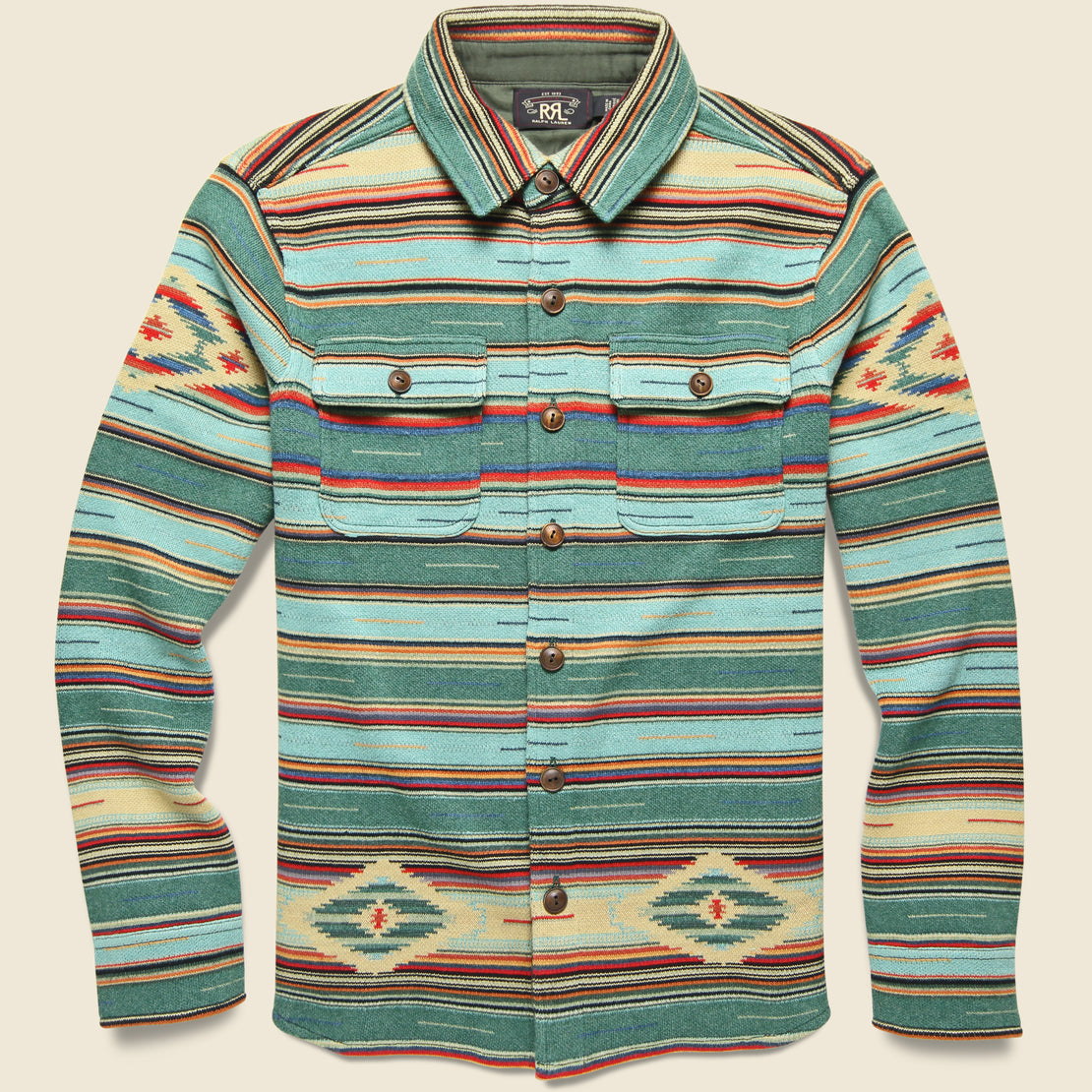 RRL Serape Cotton-Blend Workshirt Sweater - Sage
