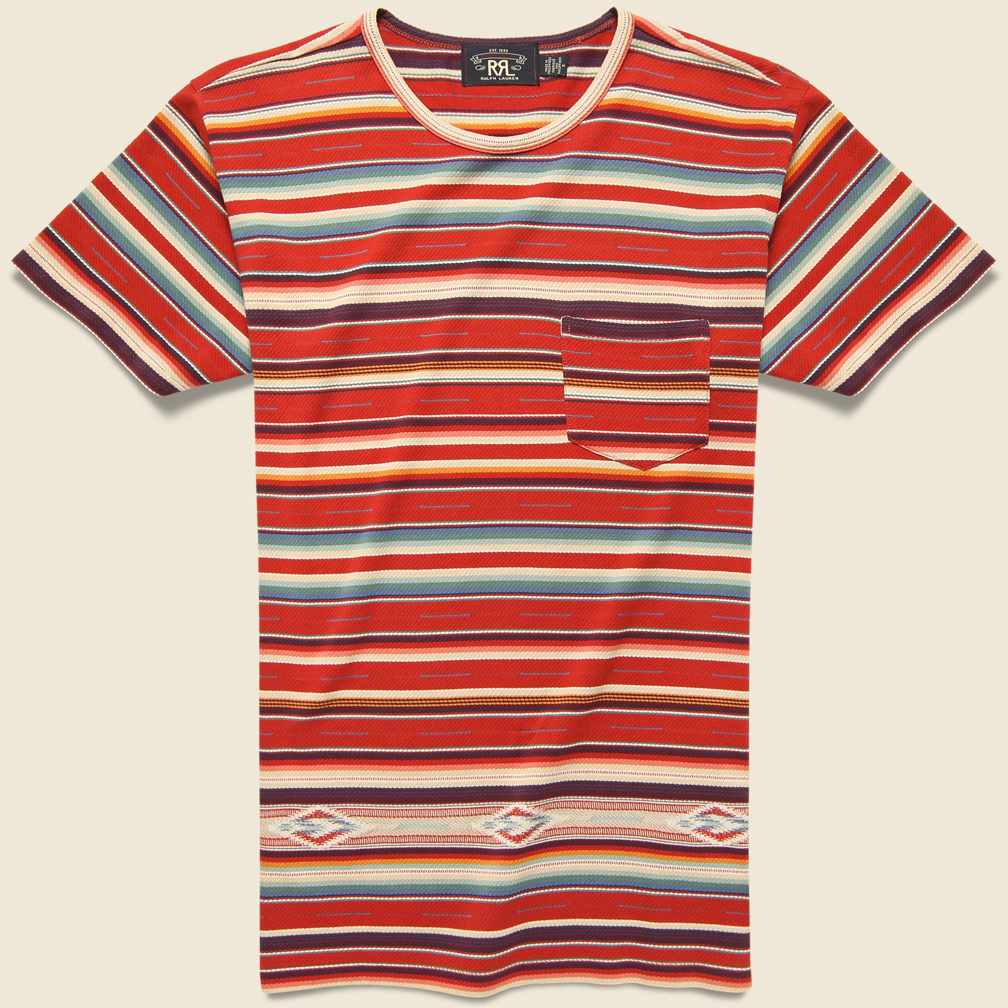 Jacquard Jersey Pocket T-Shirt - Red Multi - RRL - STAG Provisions - Tops - S/S Tee