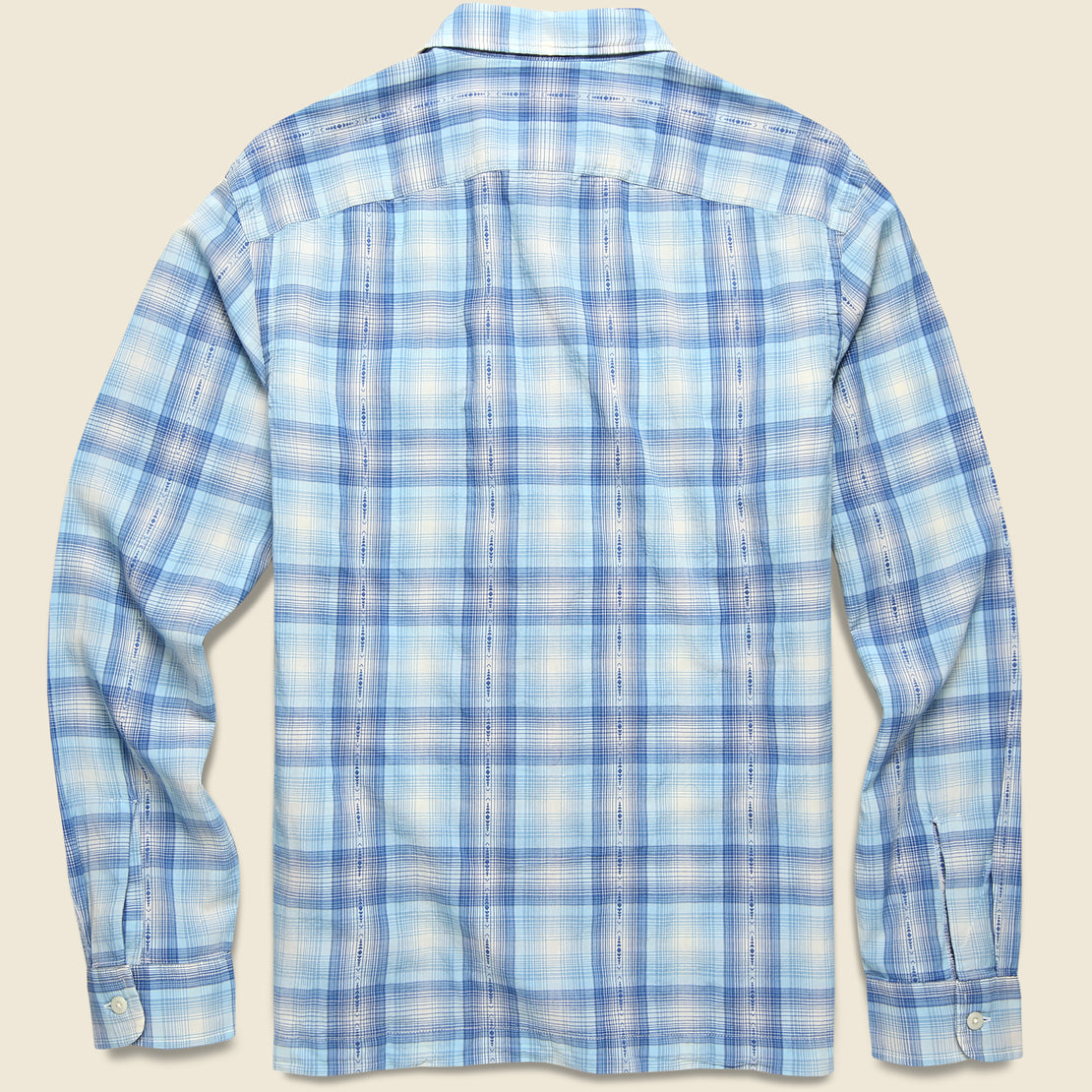Plaid Twill Camp Shirt - Blue/Cream