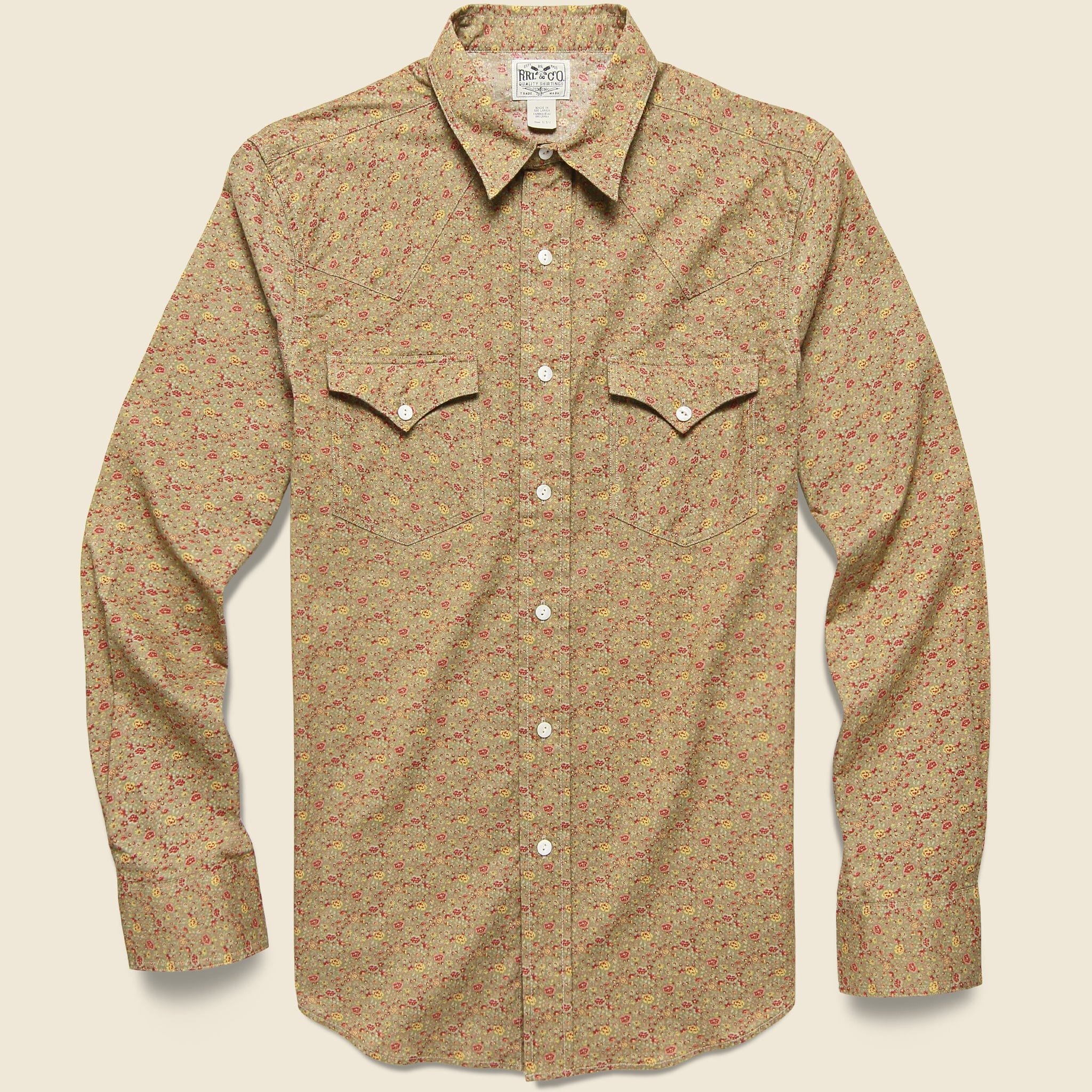 Slim Fit Floral-Print Western Shirt - Tan/Multi - RRL - STAG Provisions - Tops - L/S Woven - Other Pattern