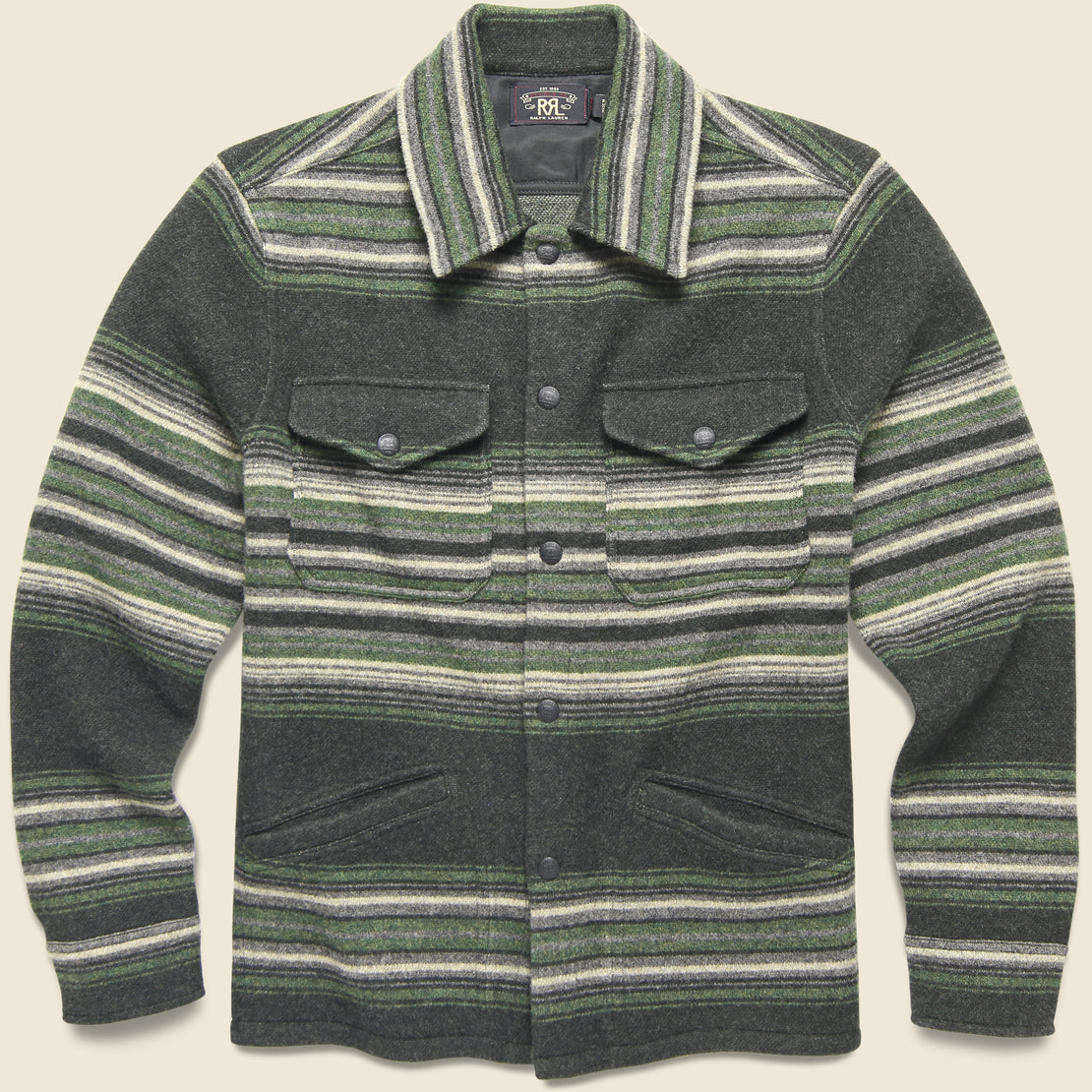 RRL Wool-Cashmere Sweater Jacket - Green Multi