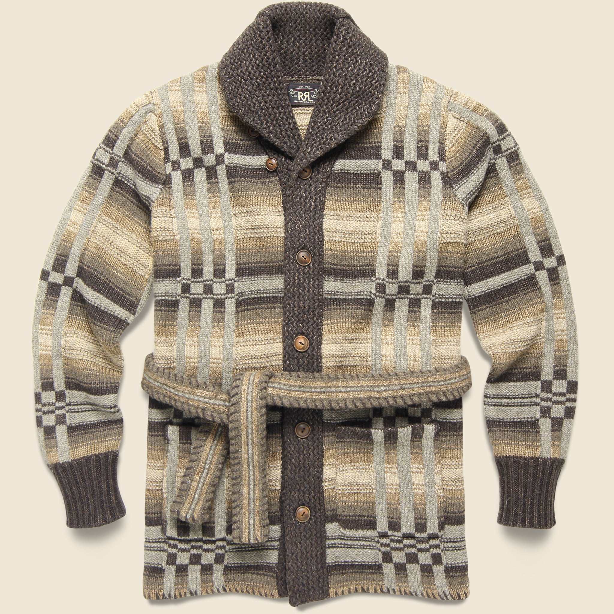 Mixed Stitches Ranch Shawl Cardigan - Brown Multi - RRL - STAG Provisions - Tops - Sweater
