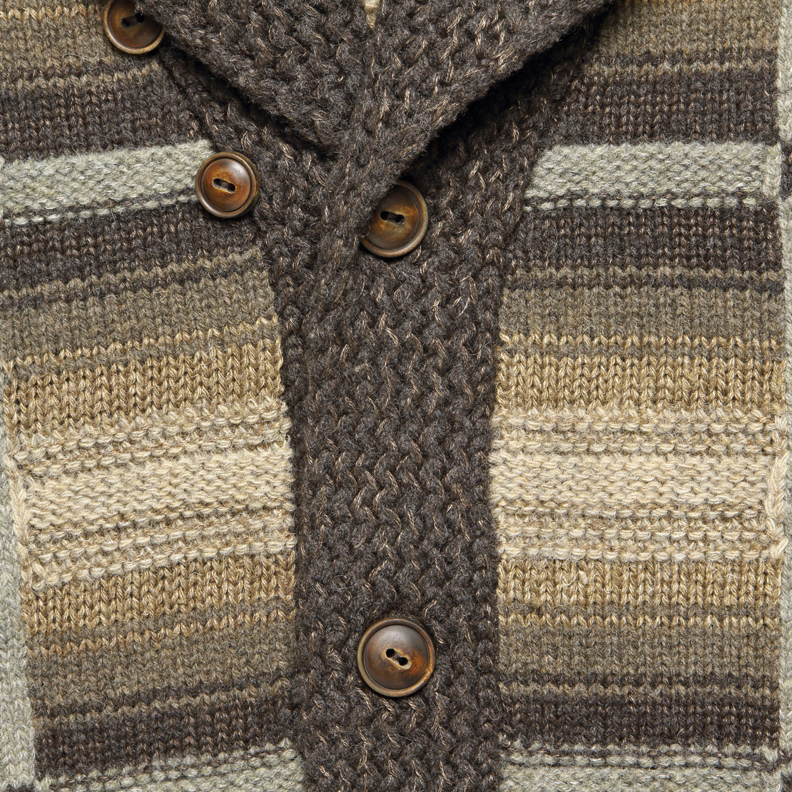 Mixed Stitches Ranch Shawl Cardigan - Brown Multi - RRL - STAG Provisions - Tops - Sweater