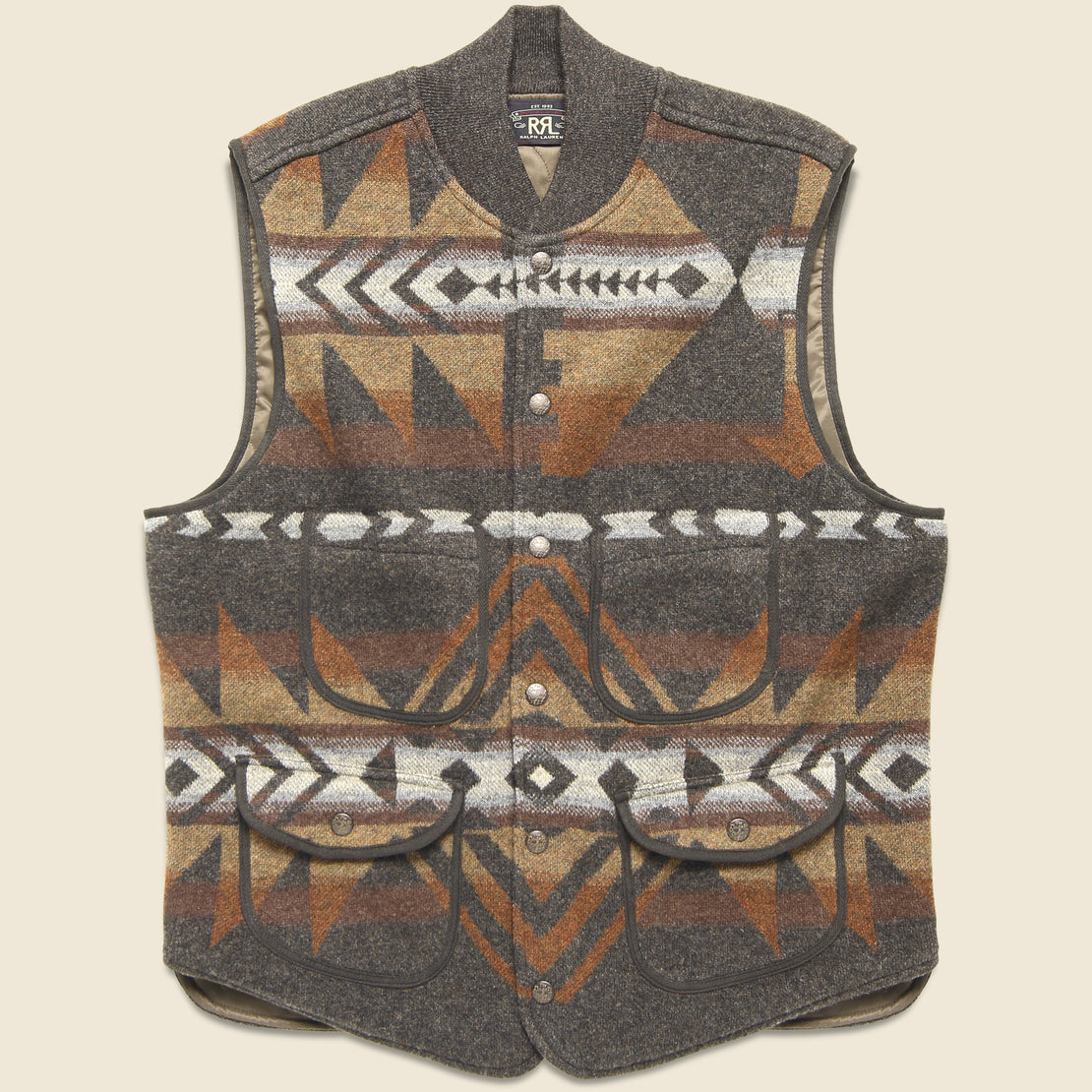 RRL Wool-Cashmere Sweater Vest - Brown Multi