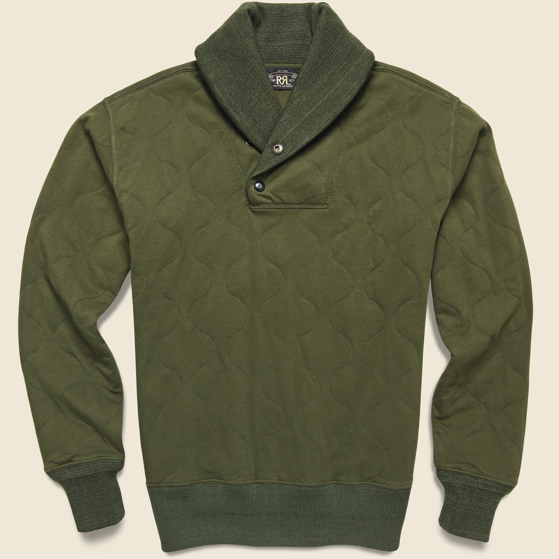 RRL Quilted Jersey Pullover - Olive