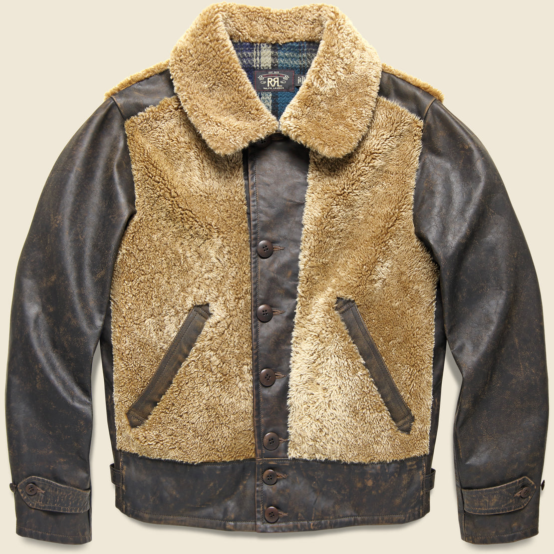 RRL Leather & Shearling Jacket - Black/Brown/Tan
