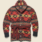Hand-Knit Ranch Cardigan - Red Multi - RRL - STAG Provisions - Tops - Sweater
