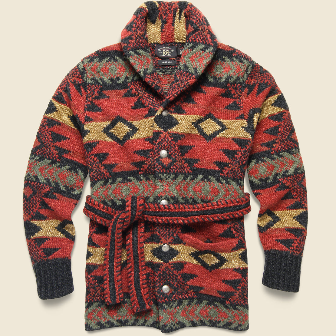RRL Hand-Knit Ranch Cardigan - Red Multi