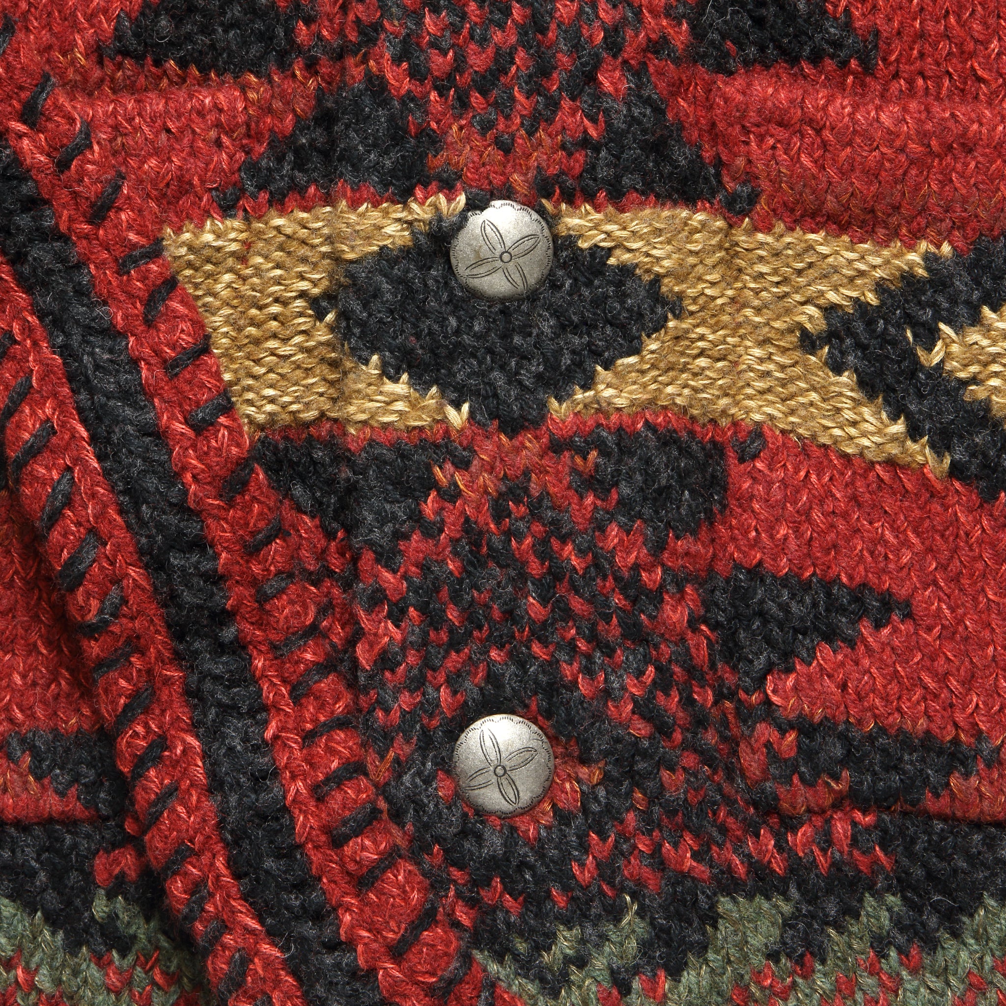 Hand-Knit Ranch Cardigan - Red Multi - RRL - STAG Provisions - Tops - Sweater