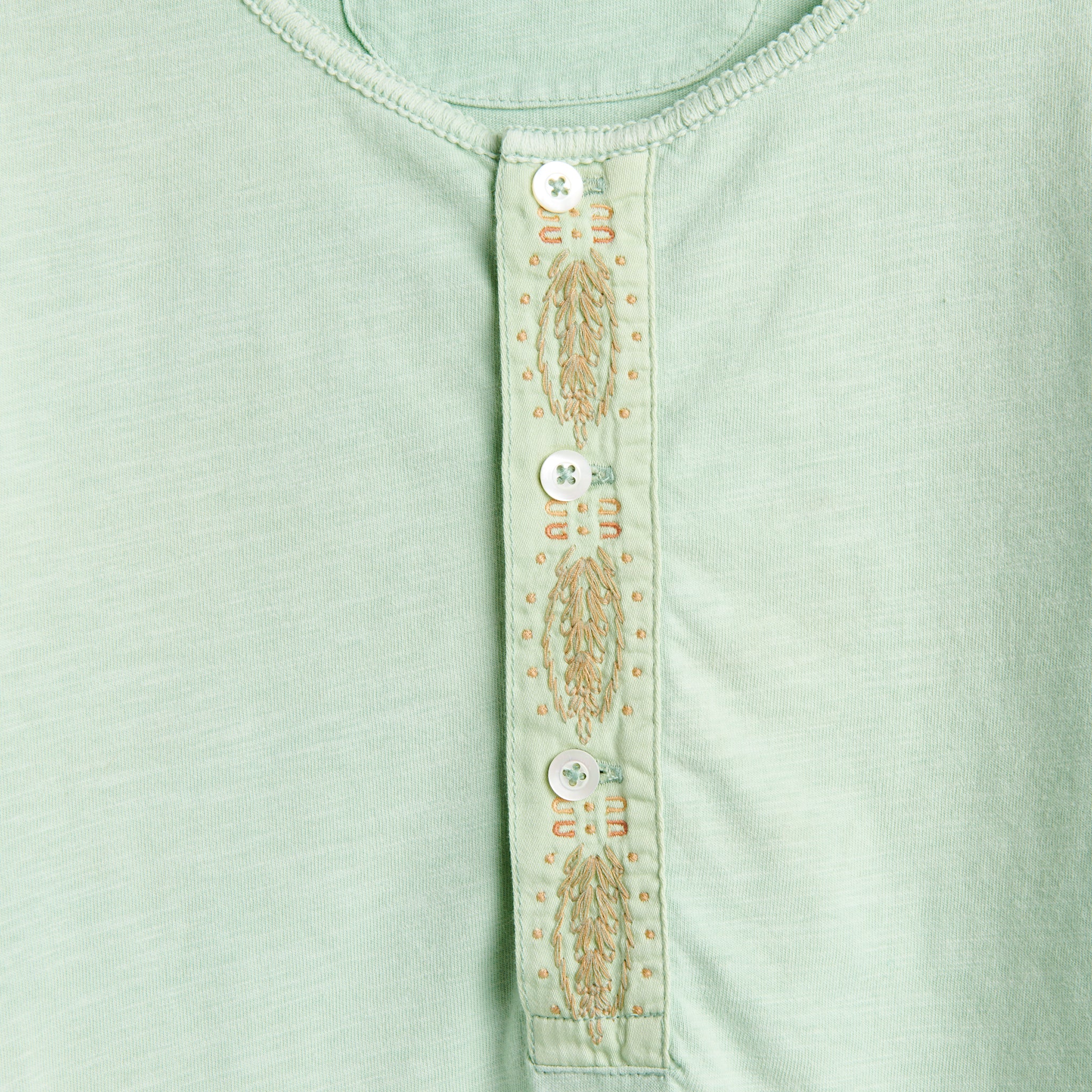 
                          Embroidered Cotton Henley - Seafoam - RRL - STAG Provisions - W - Tops - L/S Knit
                        