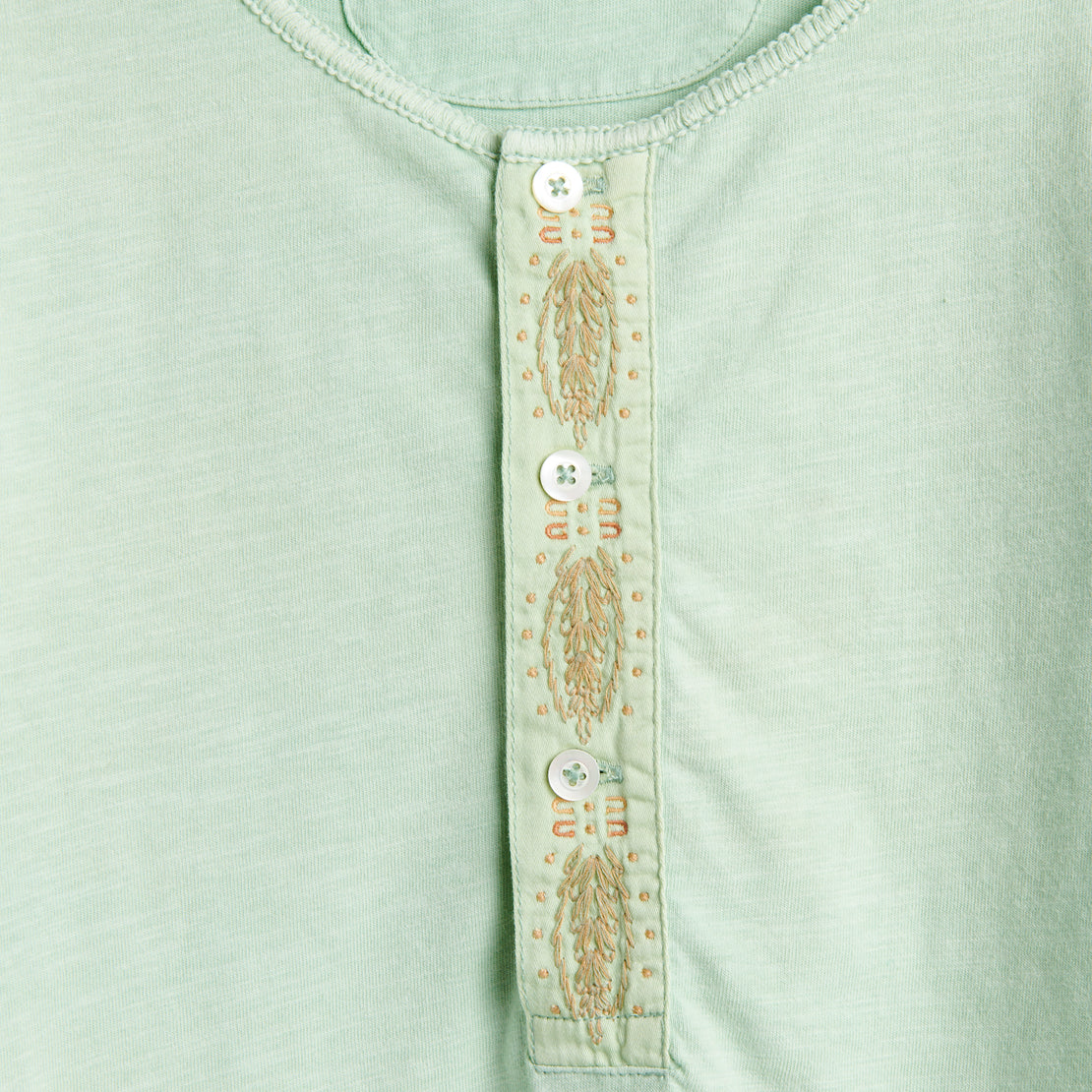 Embroidered Cotton Henley - Seafoam - RRL - STAG Provisions - W - Tops - L/S Knit