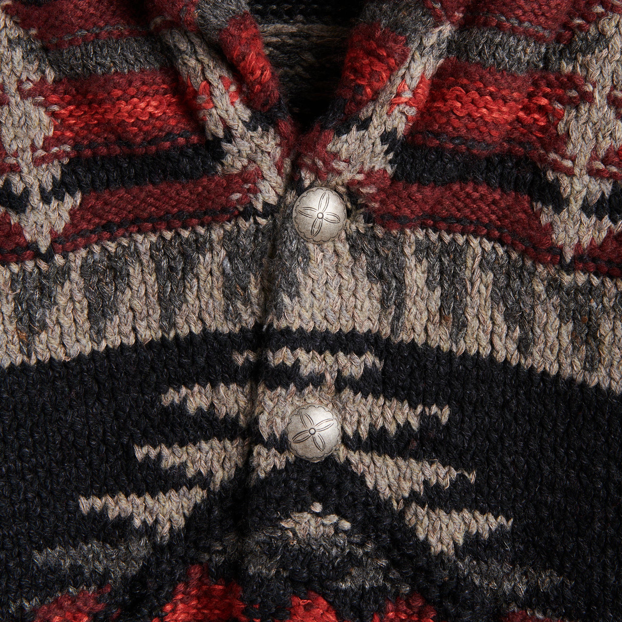 
                          Hand-Knit Shawl Cardigan - Black/Red Multi - RRL - STAG Provisions - W - Tops - Sweater
                        