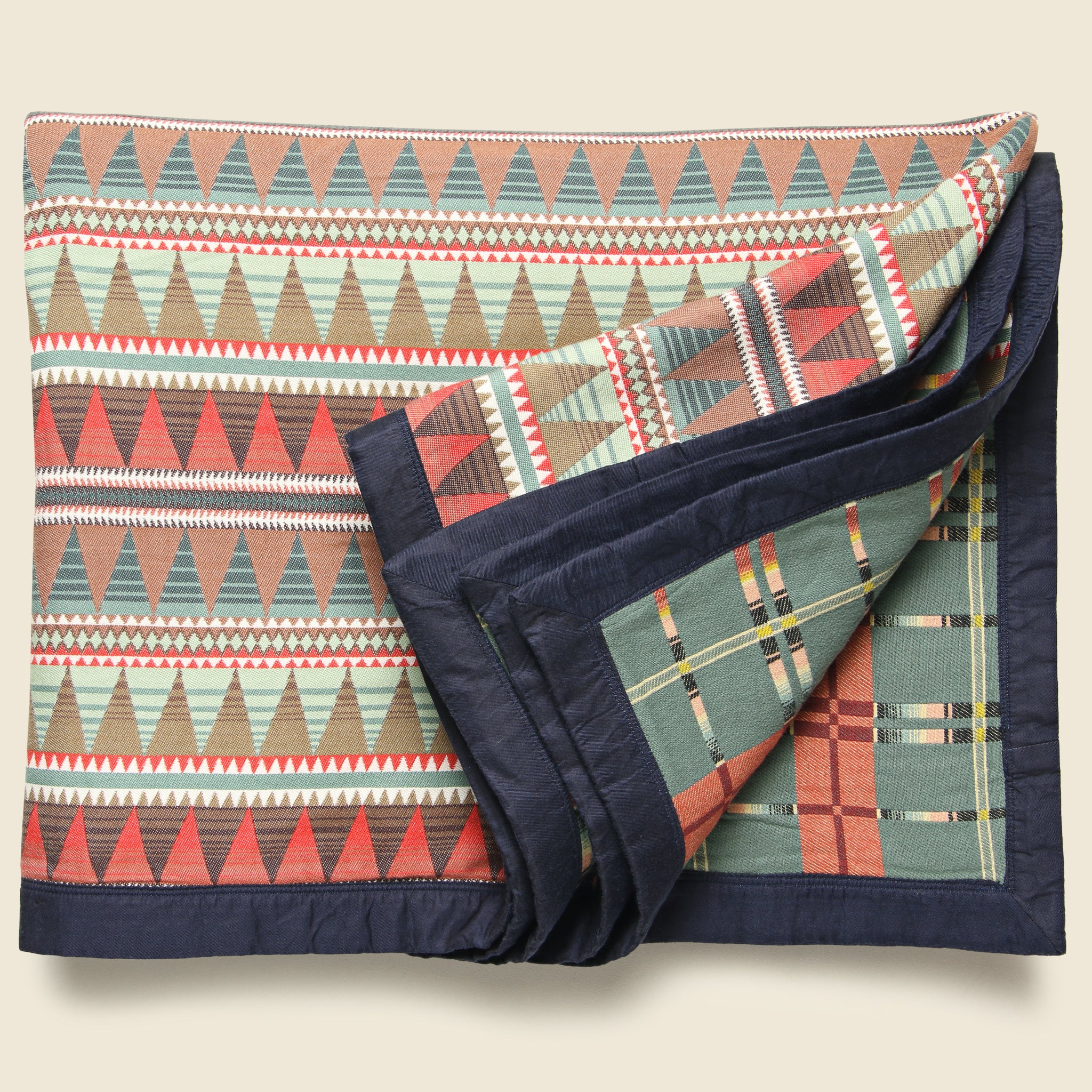 Cotton Jacquard Camp Blanket -  Red/Blue/Multi - RRL - STAG Provisions - Home - Bed - Blanket