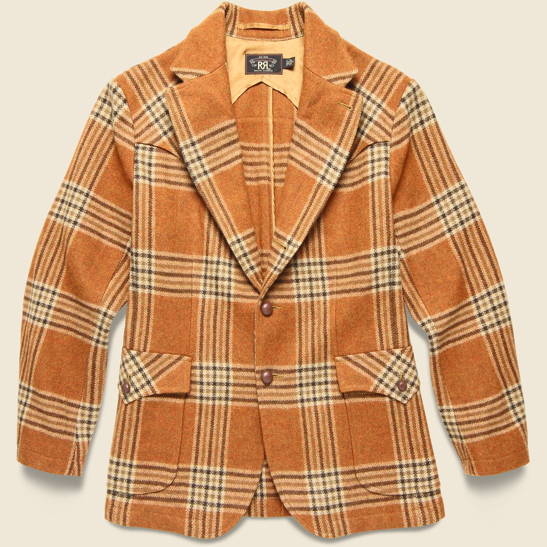 RRL Callington Wool Jacket - Orange/Tan Plaid