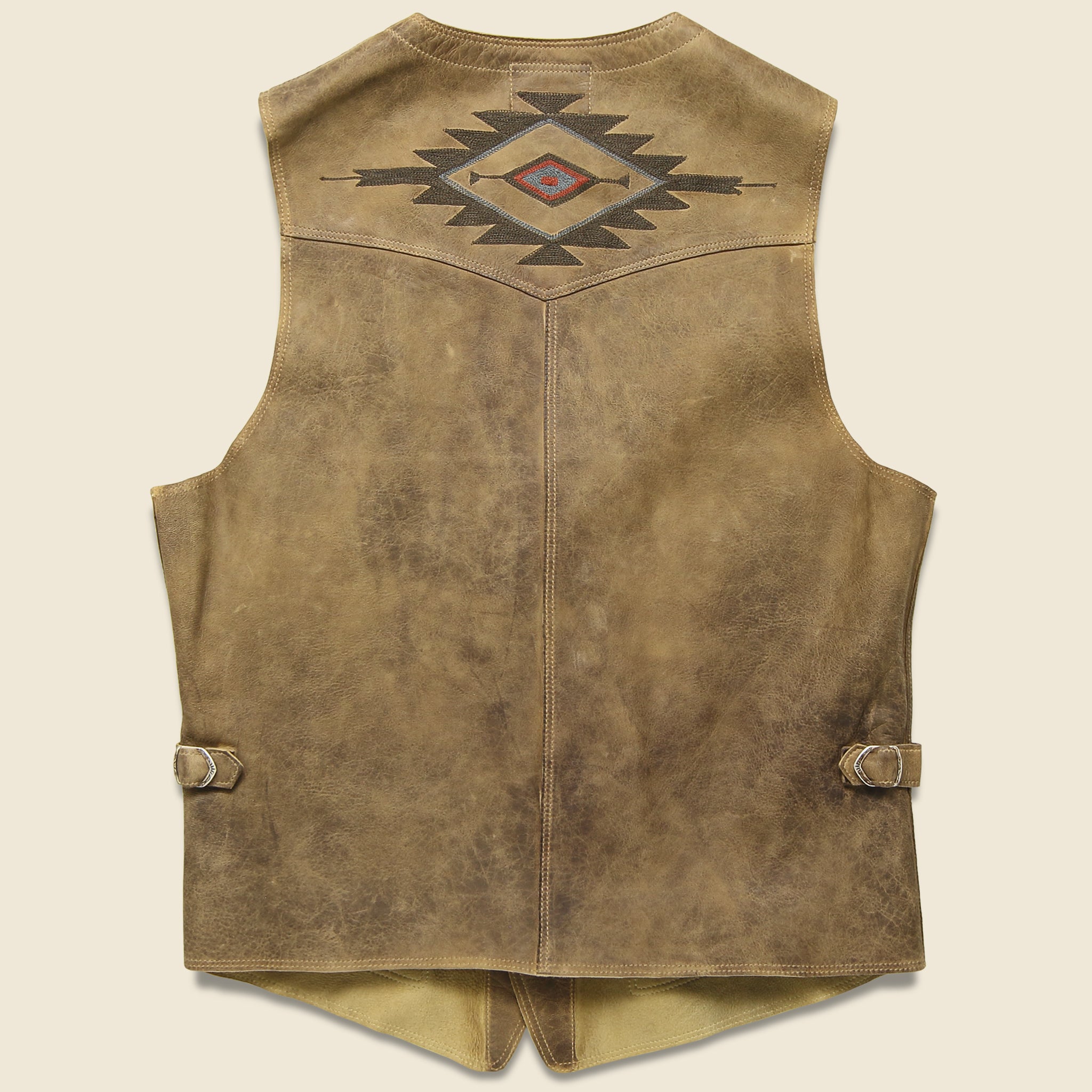 
                          Hallwill Embroidered Suede Vest -  Tan/Khaki - RRL - STAG Provisions - Outerwear - Vest
                        