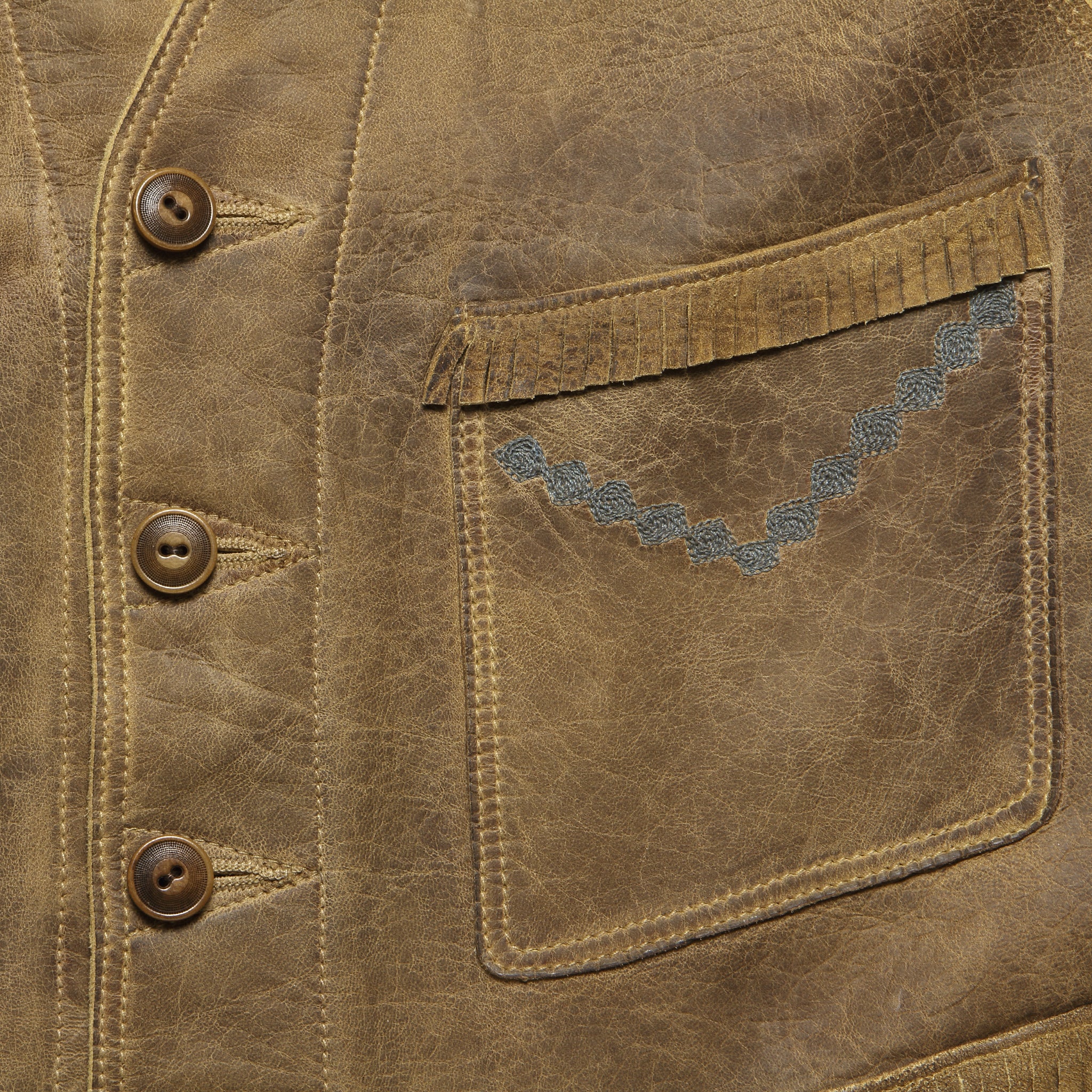 
                          Hallwill Embroidered Suede Vest -  Tan/Khaki - RRL - STAG Provisions - Outerwear - Vest
                        