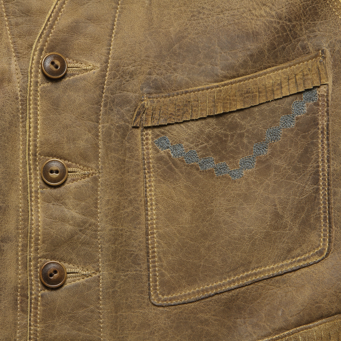Hallwill Embroidered Suede Vest -  Tan/Khaki - RRL - STAG Provisions - Outerwear - Vest