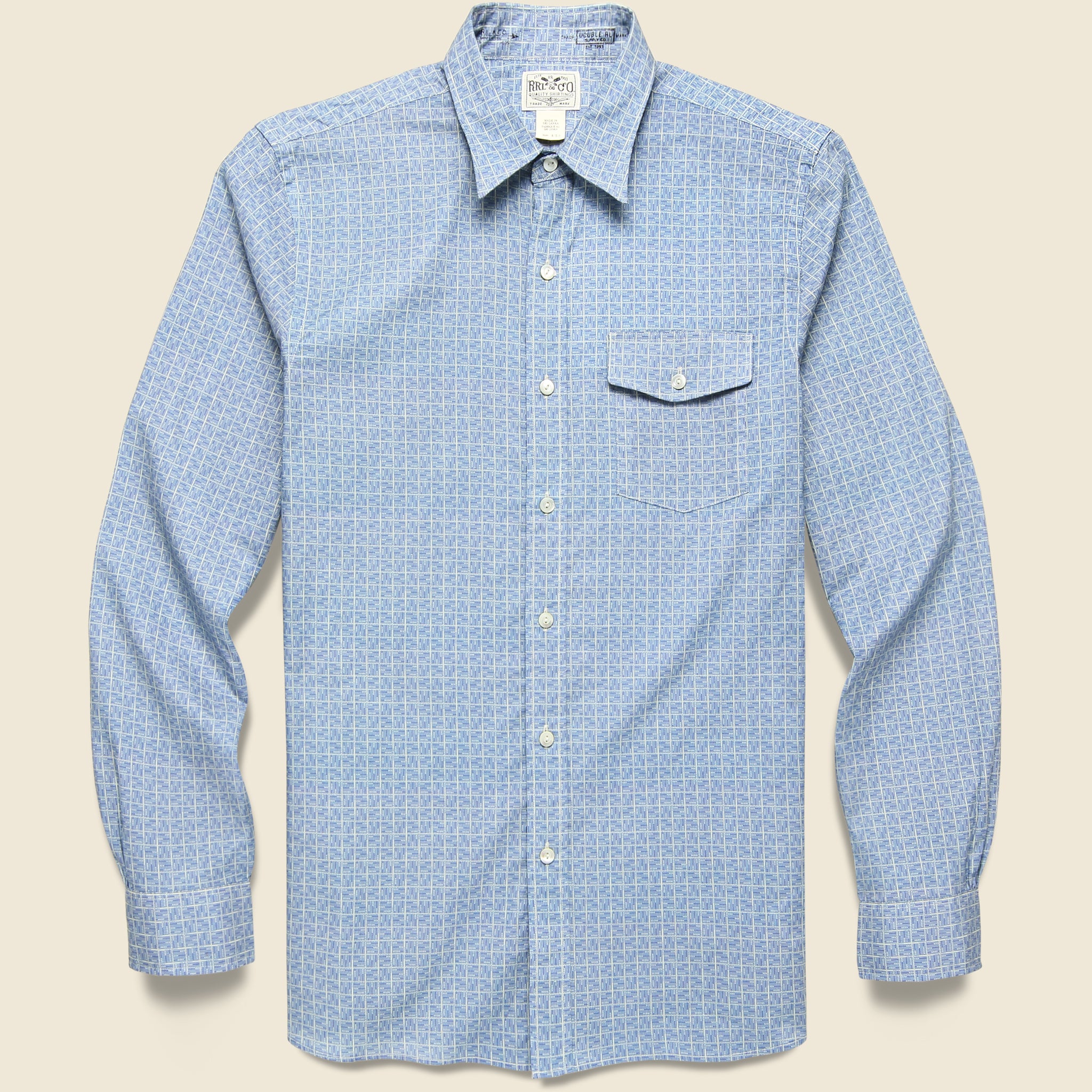 Eli Patterned Dress Shirt - Blue/Cream - RRL - STAG Provisions - Tops - L/S Woven - Other Pattern