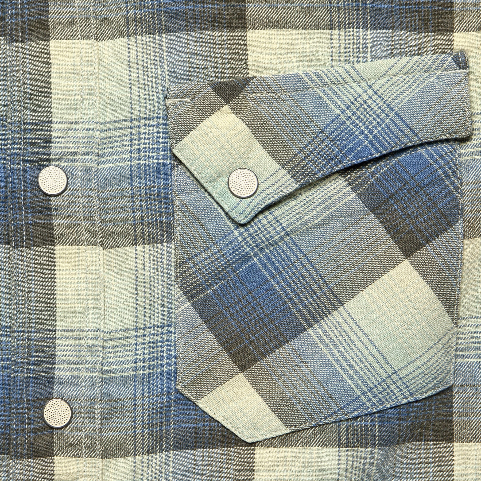 Wrangler Ombre Plaid Western Shirt - Blue - RRL - STAG Provisions - Tops - L/S Woven - Plaid
