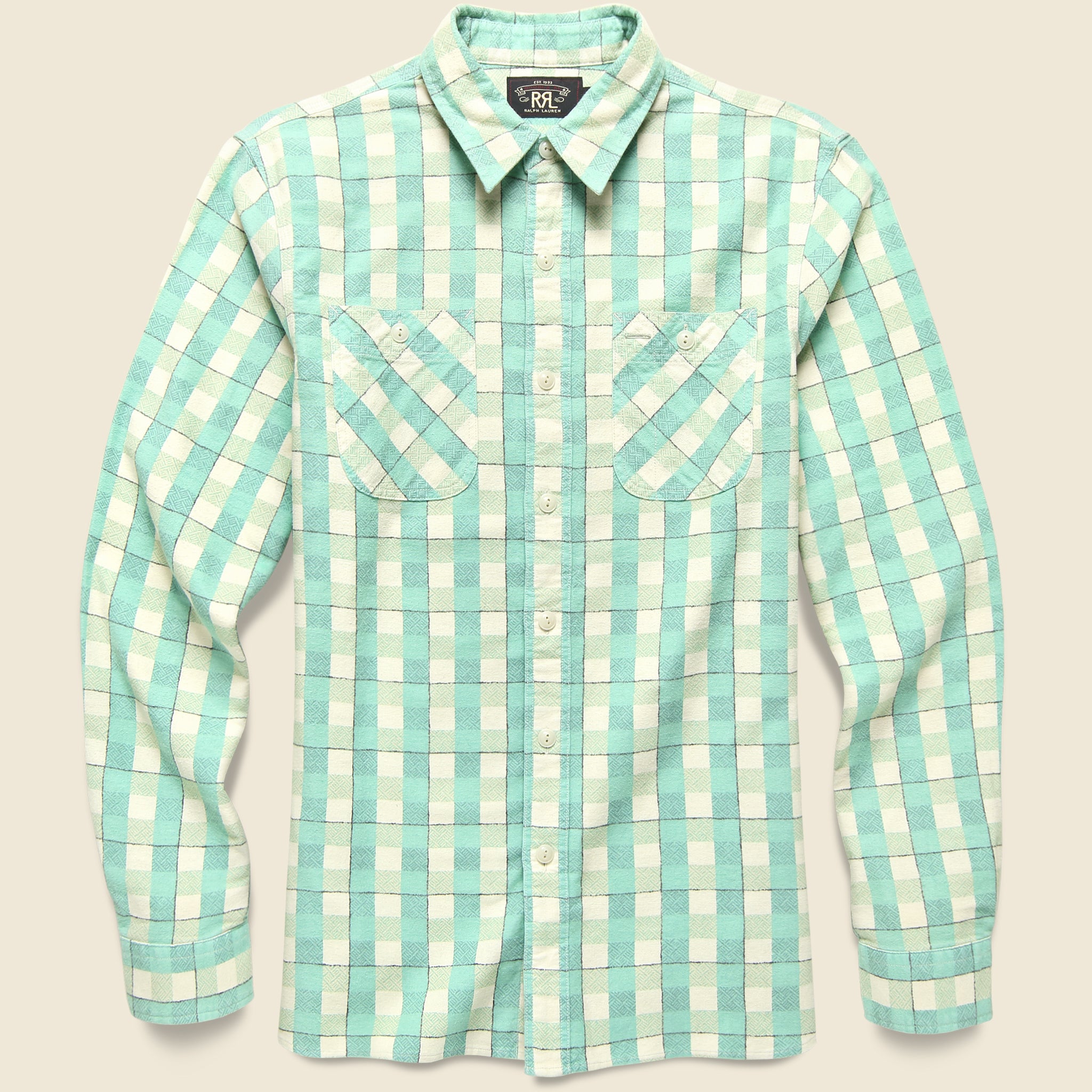 Farrell Flannel Workshirt - Green/Cream - RRL - STAG Provisions - Tops - L/S Woven - Plaid