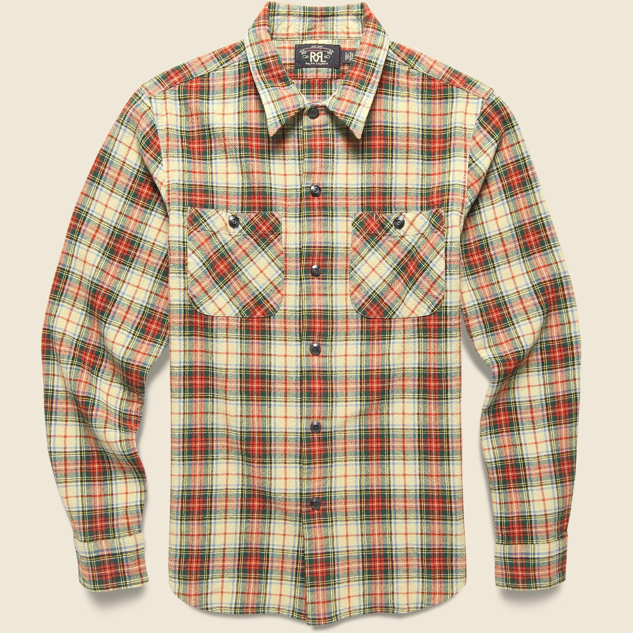 Universal Plaid Crepe Camp Shirt - Cream/Multi - RRL - STAG Provisions - Tops - L/S Woven - Plaid