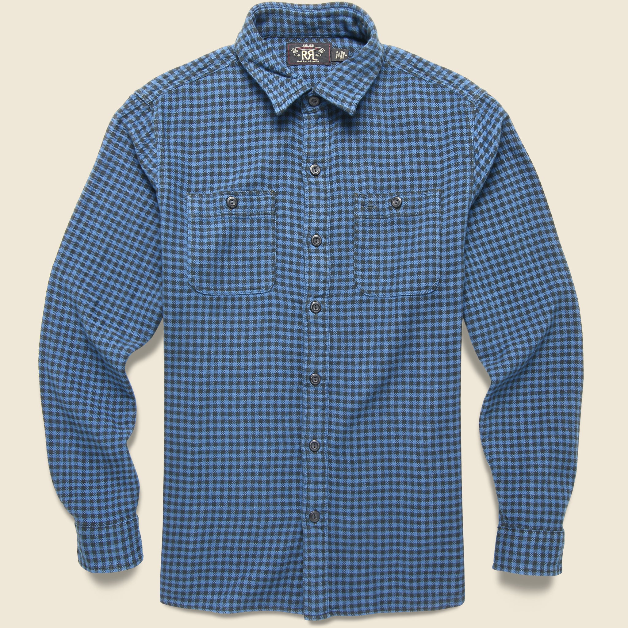 Farrell Cotton/Linen Workshirt - Blue/Sulphur Black - RRL - STAG Provisions - Tops - L/S Woven - Plaid