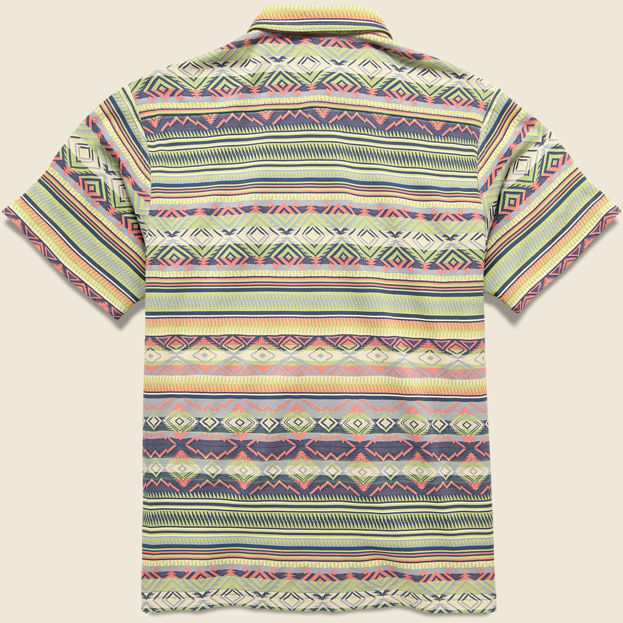 Knit Jacquard Workshirt - Blue/Green/Multi - RRL - STAG Provisions - Tops - S/S Woven - Other Pattern