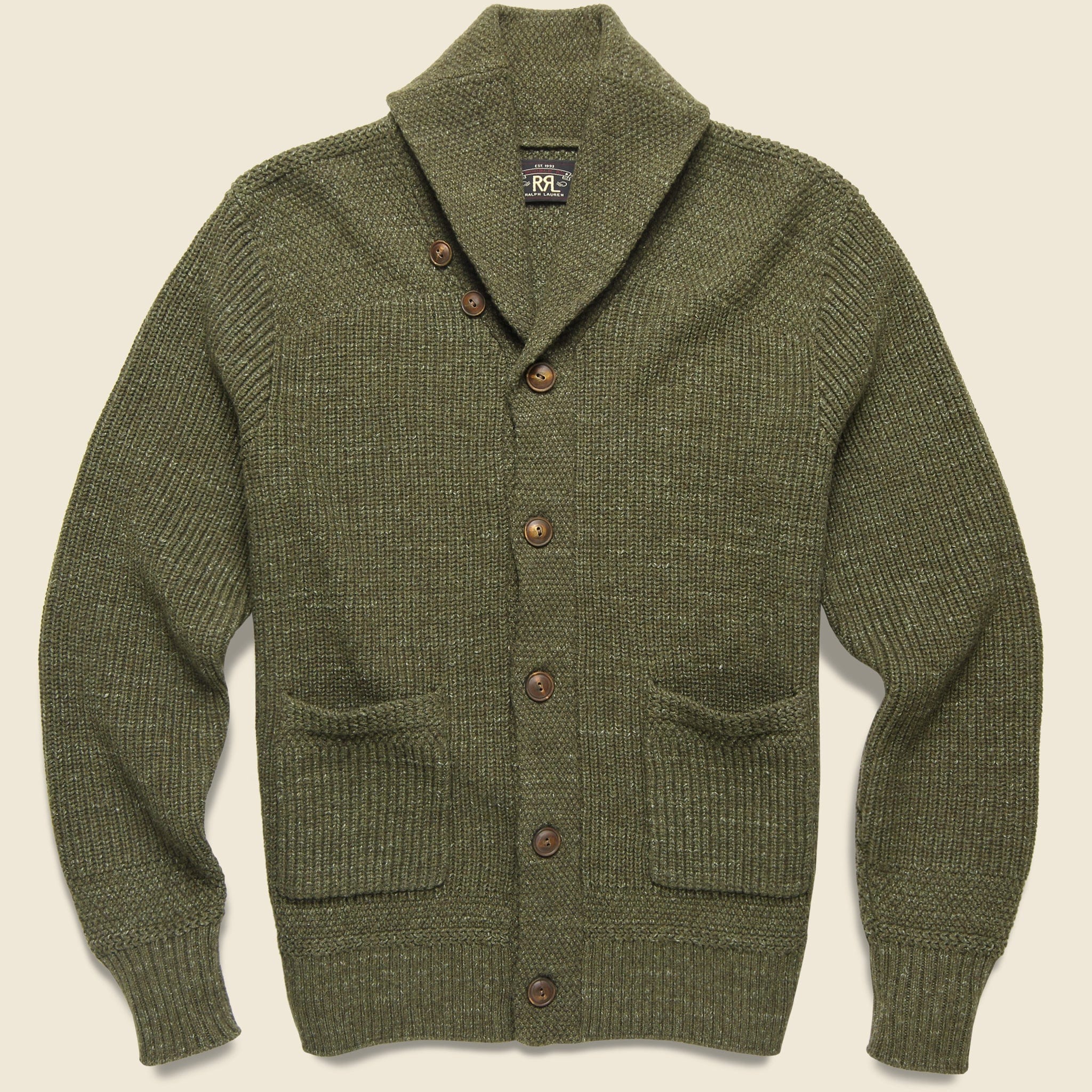 Seed Stitch Shawl Cardigan - Olive Heather - RRL - STAG Provisions - Tops - Sweater