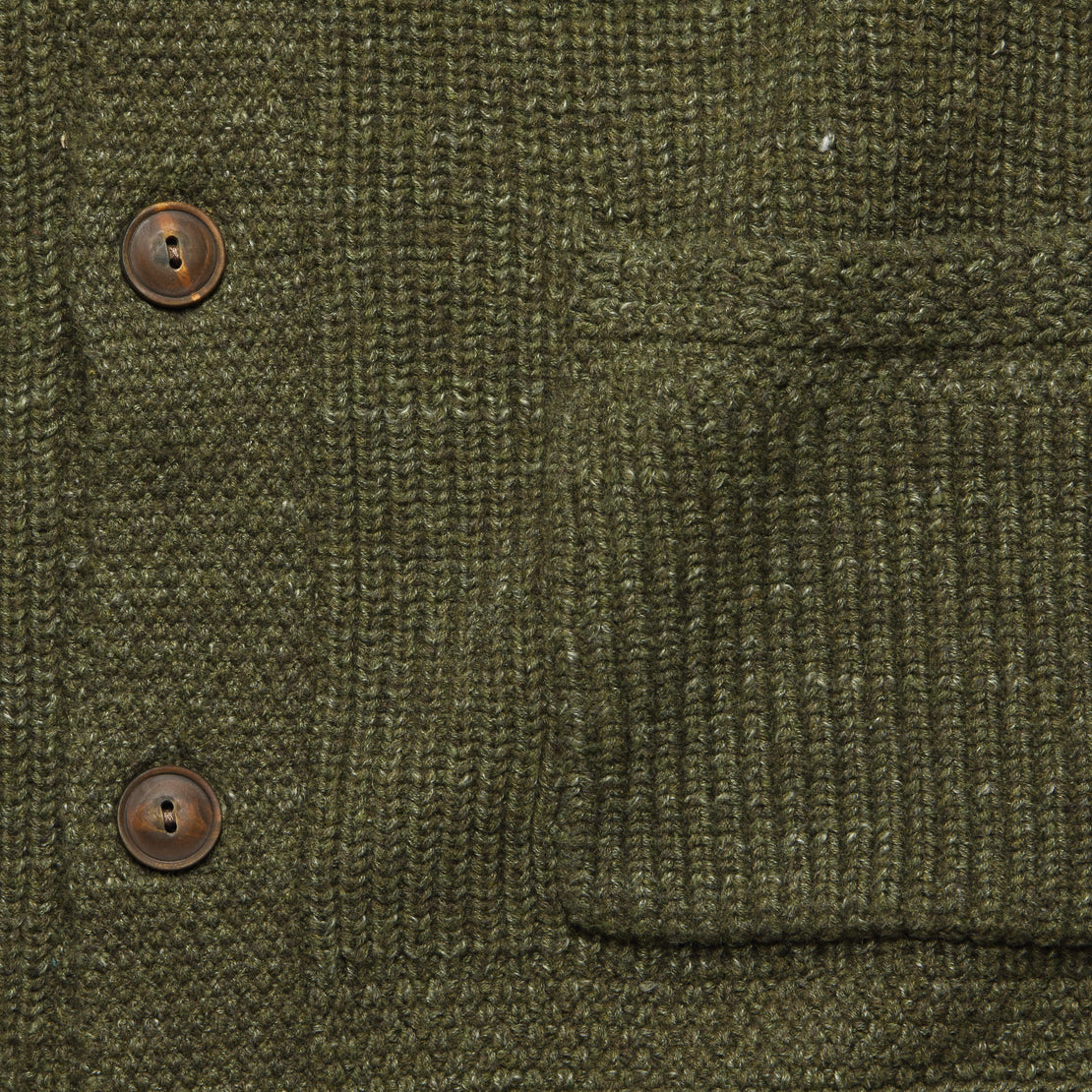 Seed Stitch Shawl Cardigan - Olive Heather - RRL - STAG Provisions - Tops - Sweater