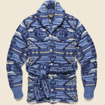 Hand-Knit Ranch Shawl Cardigan - Indigo Multi - RRL - STAG Provisions - Tops - Sweater