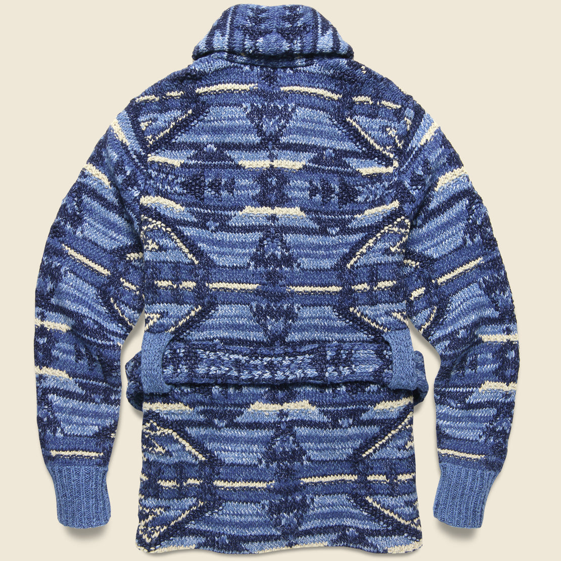 Hand-Knit Ranch Shawl Cardigan - Indigo Multi - RRL - STAG Provisions - Tops - Sweater