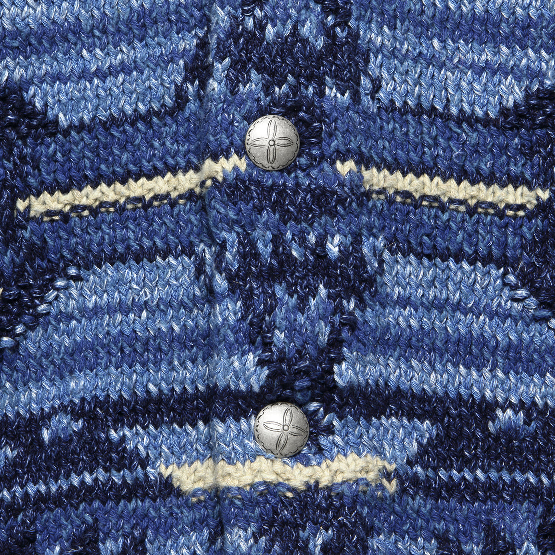 Hand-Knit Ranch Shawl Cardigan - Indigo Multi - RRL - STAG Provisions - Tops - Sweater