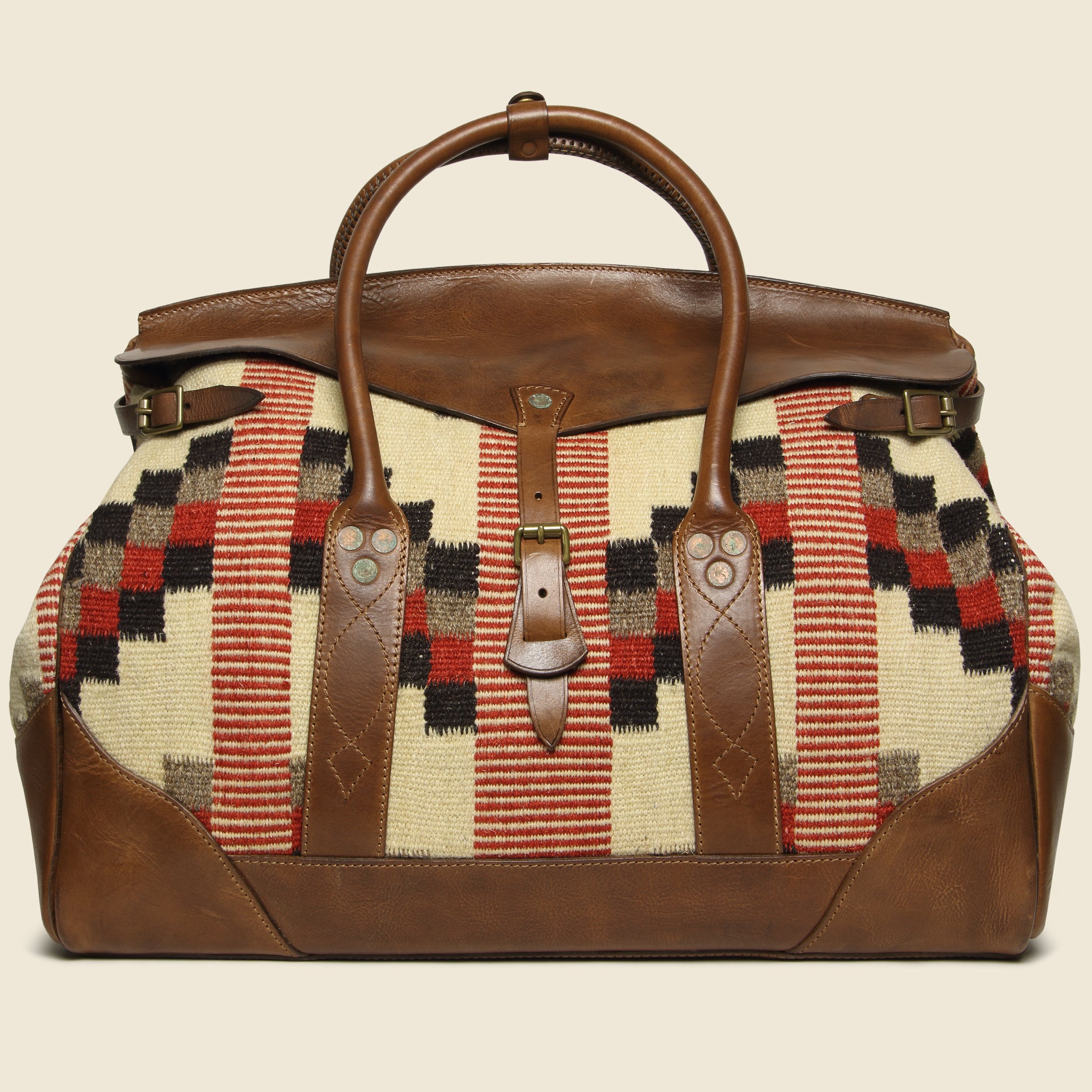 Pecos Blanket Duffle Bag - Cream  Multi/Brown - RRL - STAG Provisions - Accessories - Bags / Luggage
