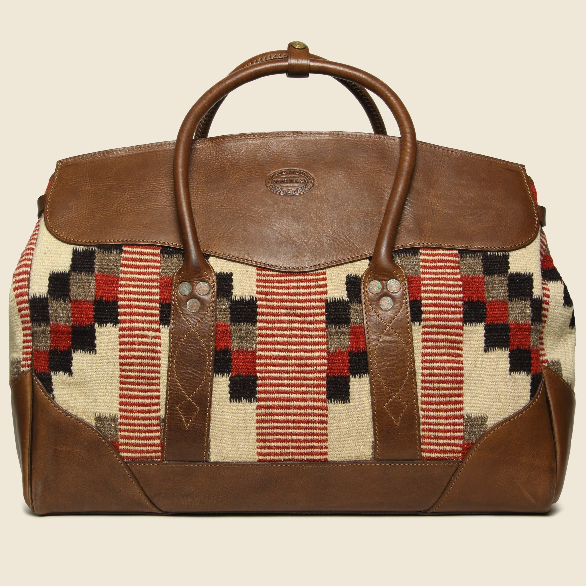 
                          Pecos Blanket Duffle Bag - Cream  Multi/Brown - RRL - STAG Provisions - Accessories - Bags / Luggage
                        