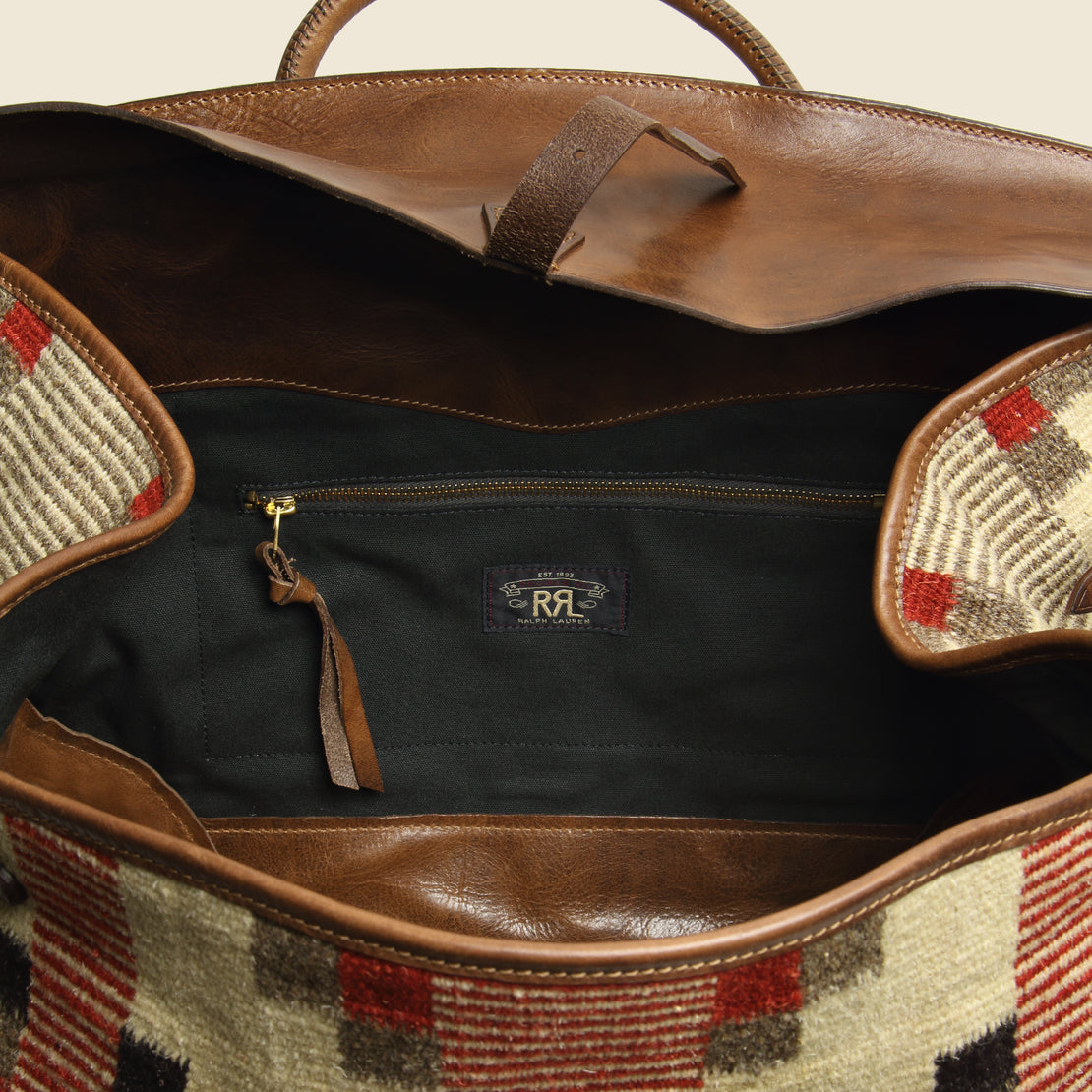 Pecos Blanket Duffle Bag - Cream  Multi/Brown - RRL - STAG Provisions - Accessories - Bags / Luggage
