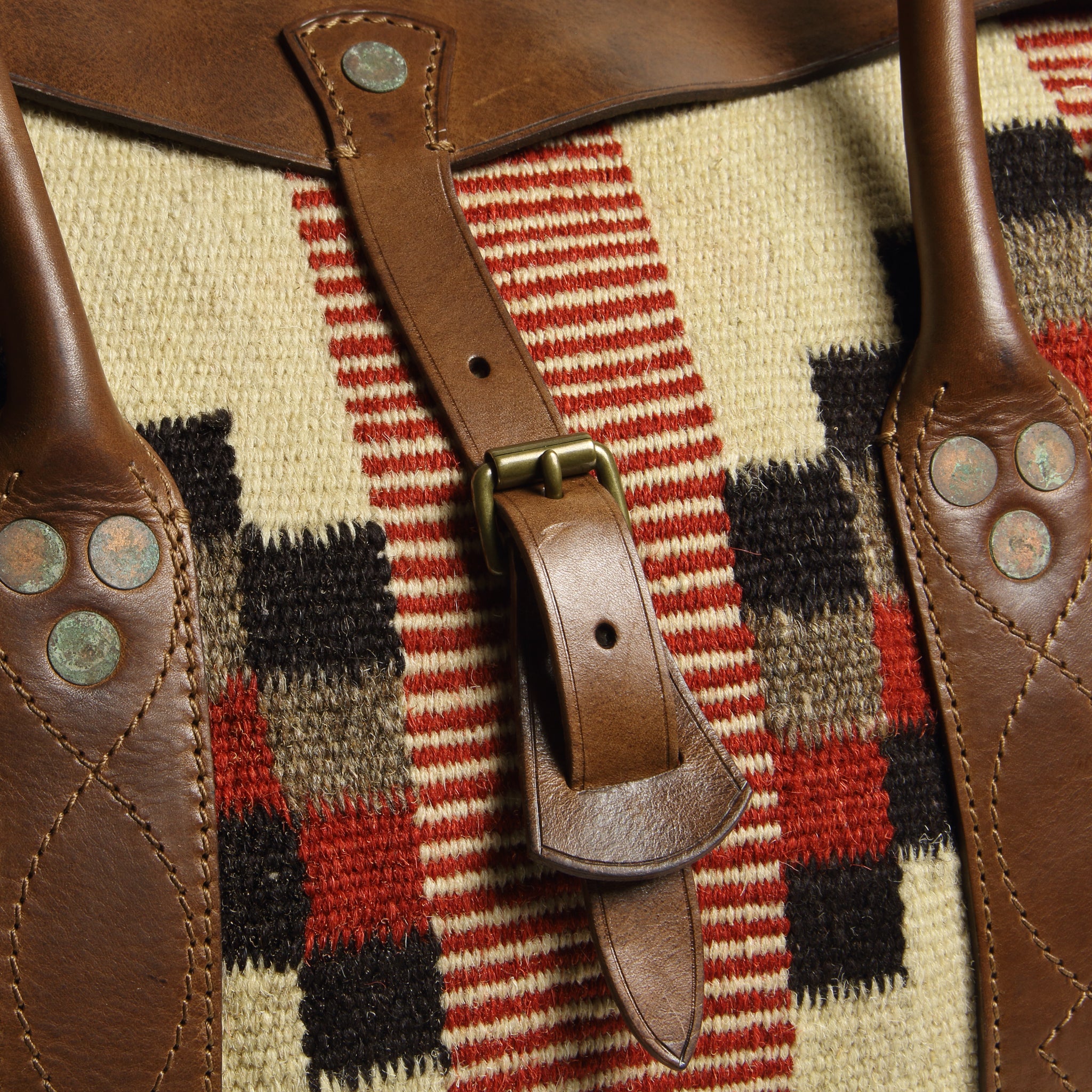 Pecos Blanket Duffle Bag - Cream  Multi/Brown - RRL - STAG Provisions - Accessories - Bags / Luggage