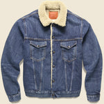 Denim Sherpa Type 3 Trucker Jacket - Freemont Wash - RRL - STAG Provisions - Outerwear - Coat / Jacket