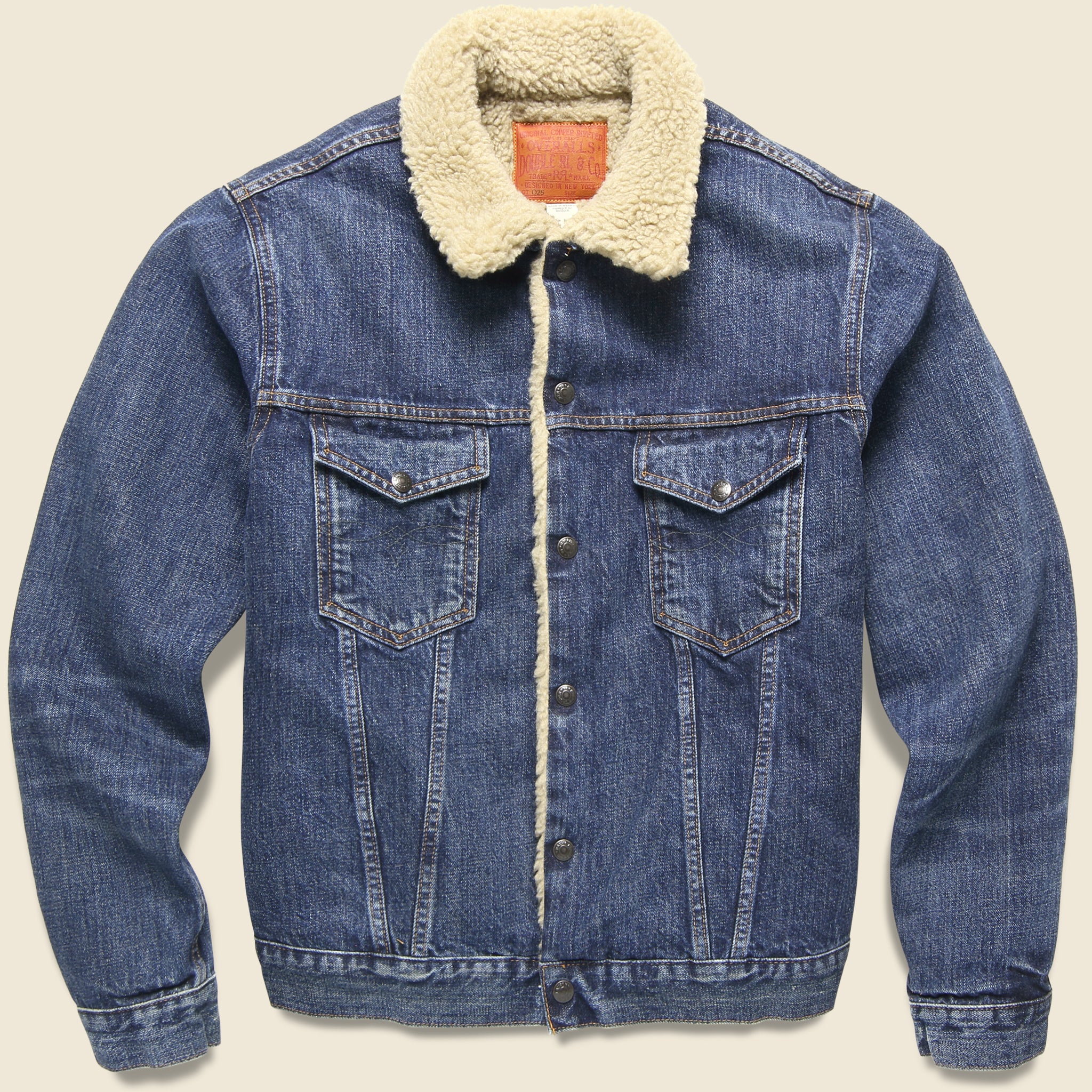 Denim Sherpa Type 3 Trucker Jacket - Freemont Wash - RRL - STAG Provisions - Outerwear - Coat / Jacket