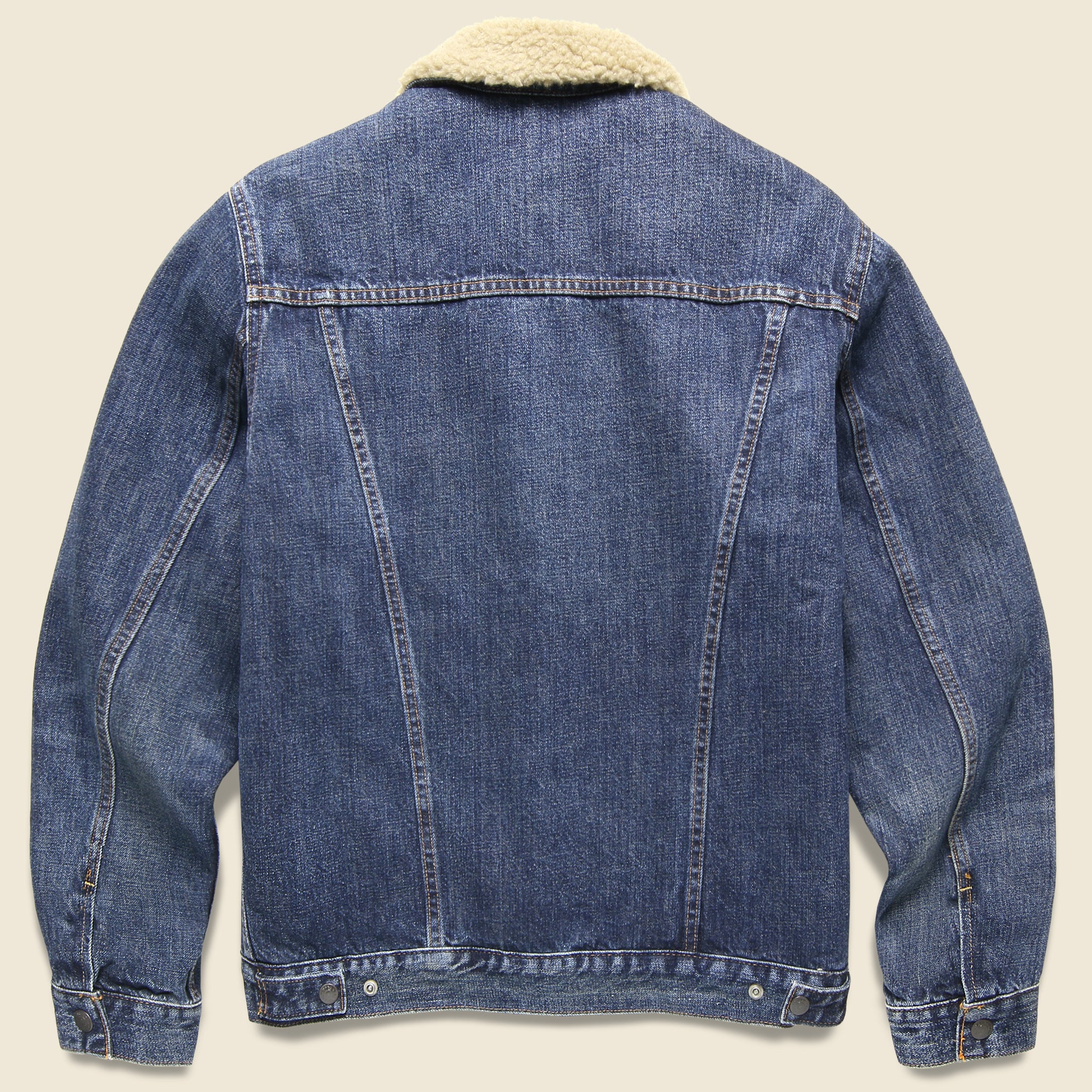 Denim Sherpa Type 3 Trucker Jacket - Freemont Wash - RRL - STAG Provisions - Outerwear - Coat / Jacket