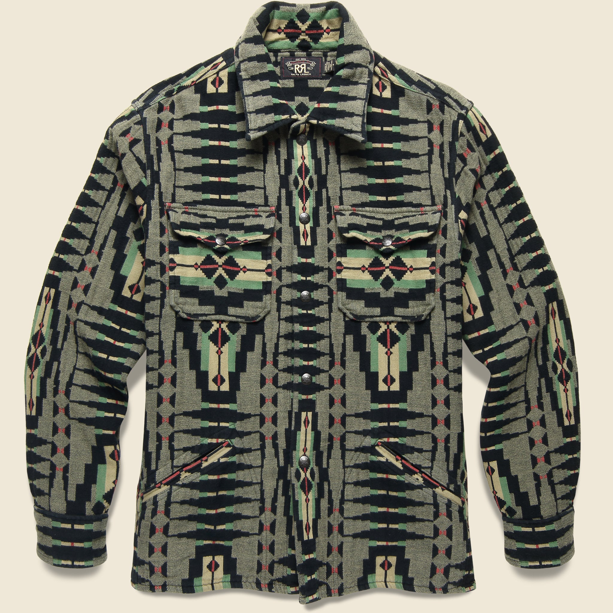 Brown Bear Blanket Jacquard Overshirt - Grey/Multi - RRL - STAG Provisions - Tops - L/S Woven - Overshirt
