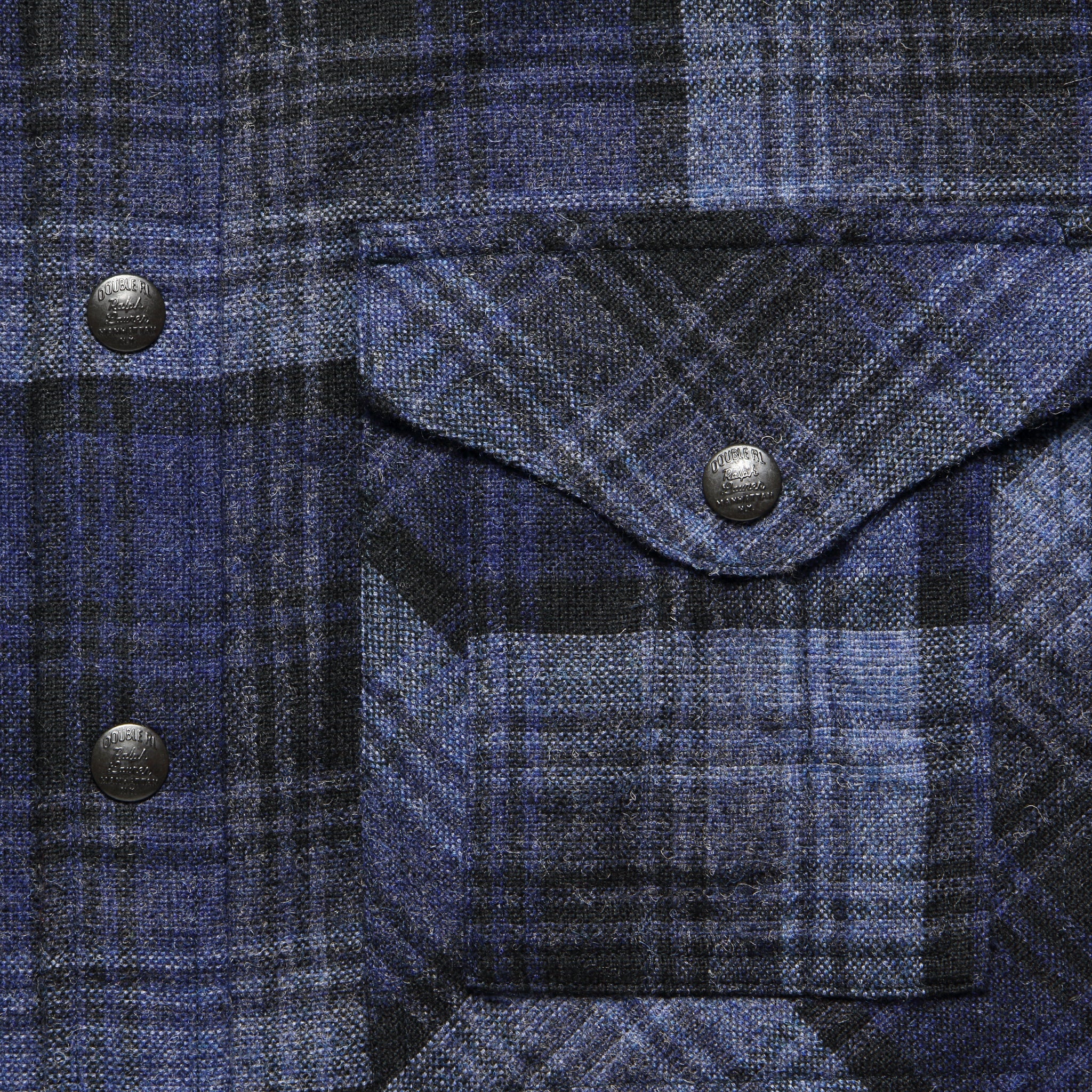 
                          Mason Wool Plaid Overshirt - Dark Blue/Blue - RRL - STAG Provisions - Tops - L/S Woven - Overshirt
                        