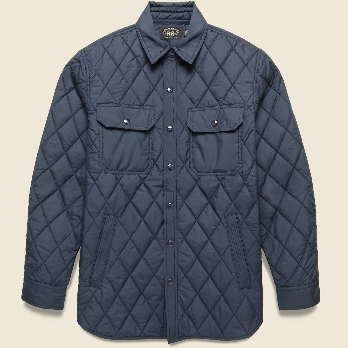 RRL Knox Quilted CPO Shirt- Navy