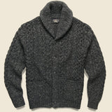 Cable Shawl Cardigan - Dark Charcoal Heather - RRL - STAG Provisions - Tops - Sweater