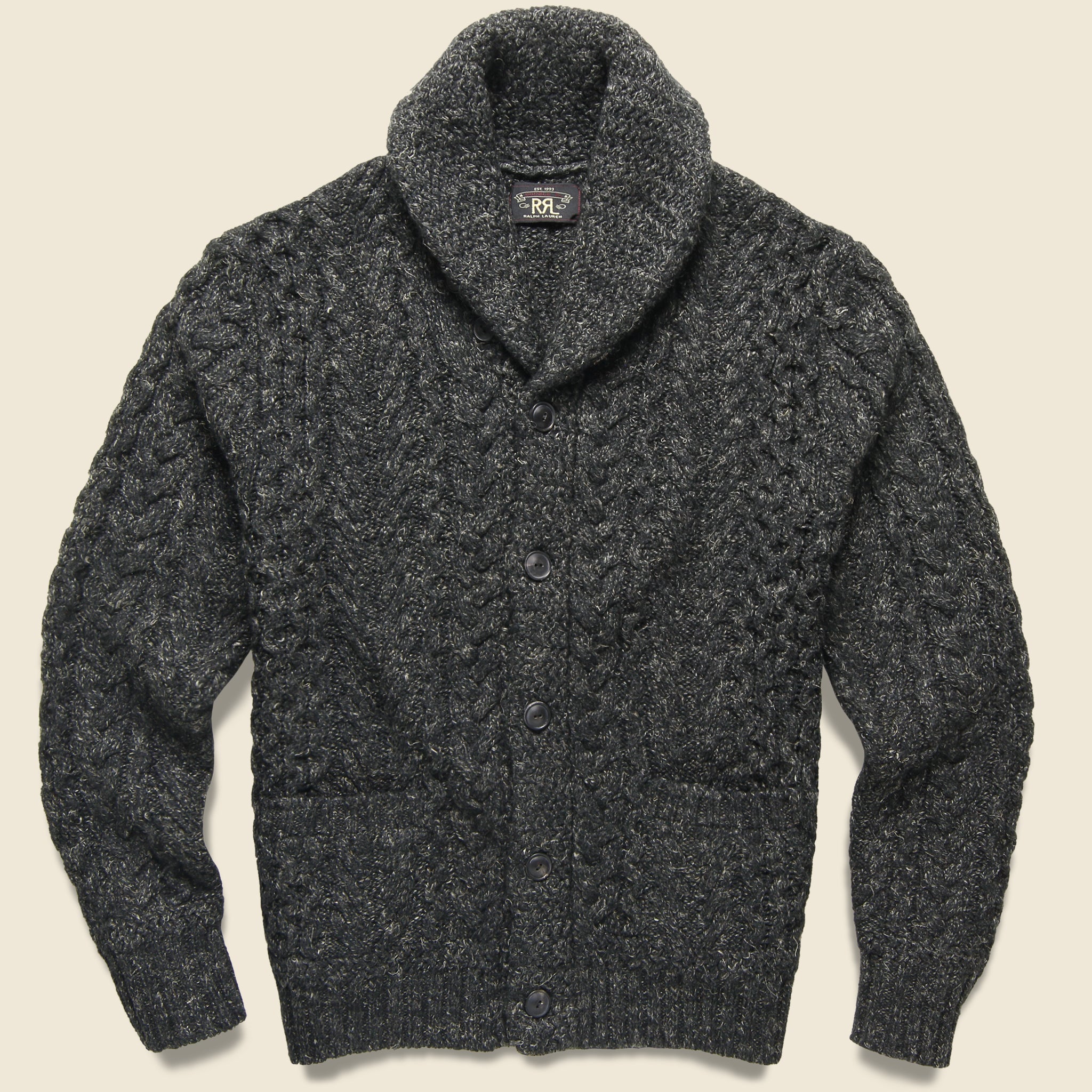 Cable Shawl Cardigan - Dark Charcoal Heather - RRL - STAG Provisions - Tops - Sweater
