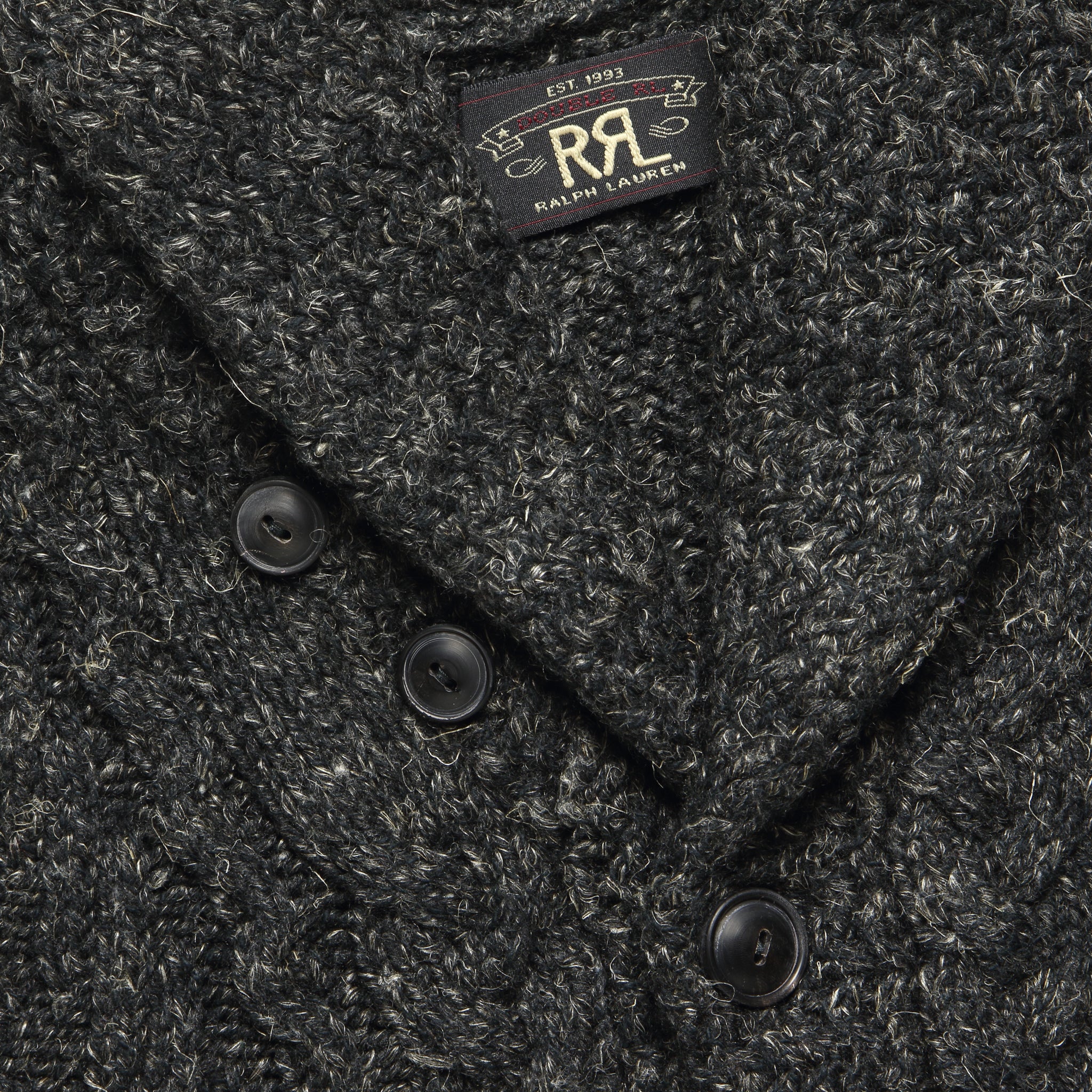 Cable Shawl Cardigan - Dark Charcoal Heather - RRL - STAG Provisions - Tops - Sweater