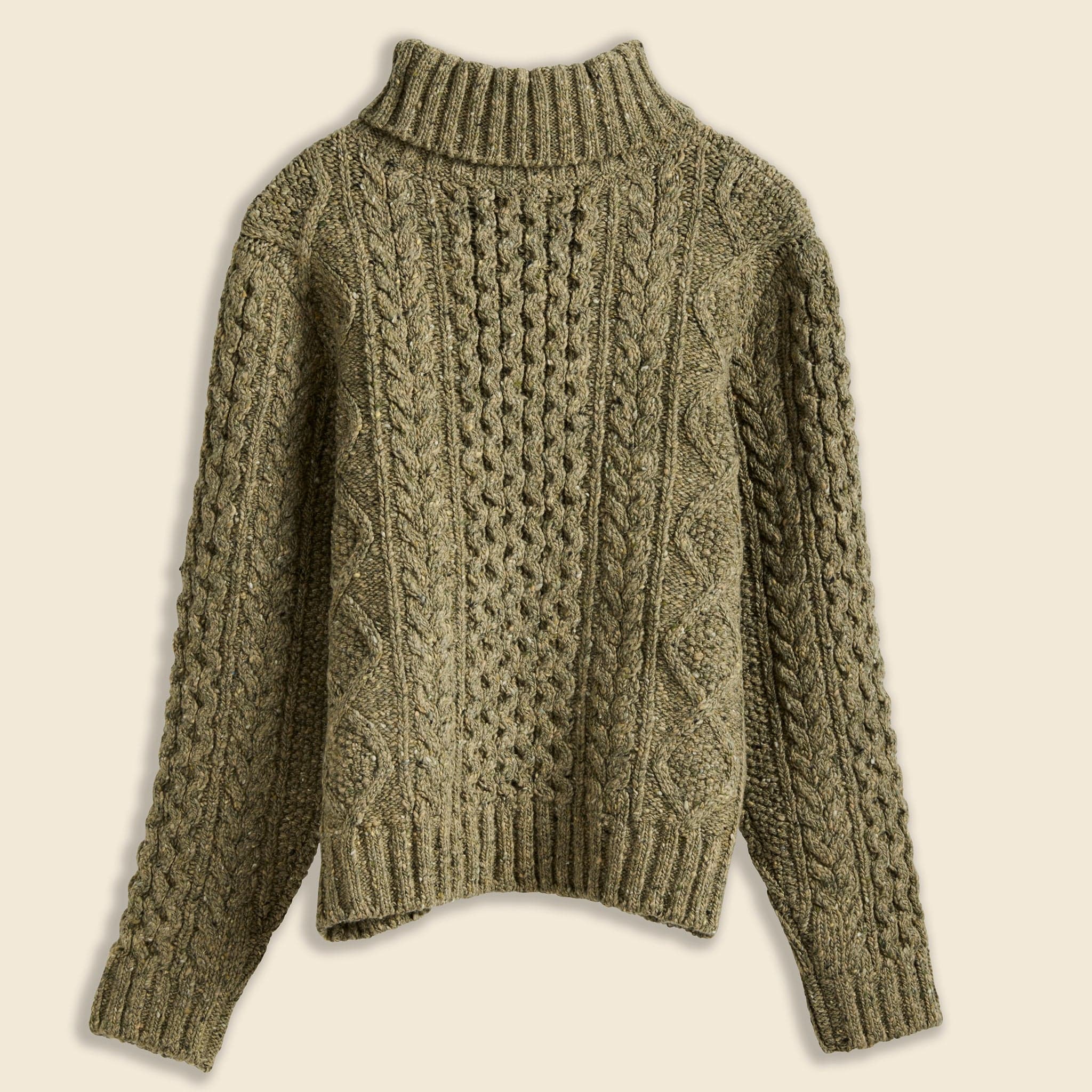 
                          Wool Cable Turtleneck Sweater - Green Donegal - RRL - STAG Provisions - W - Tops - Sweater
                        