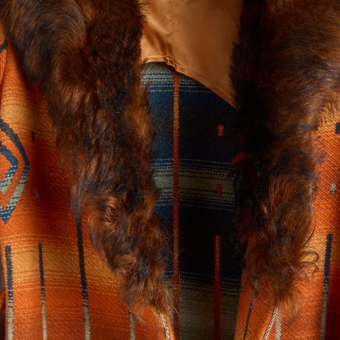 Ashton Coat - Blue/Orange Multi Wool Jacquard