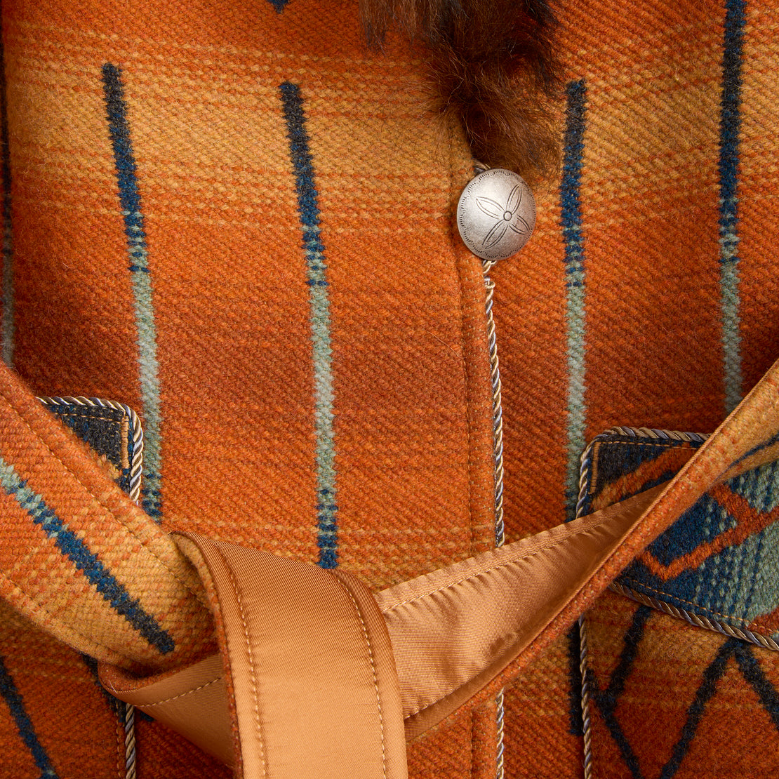 Ashton Coat - Blue/Orange Multi Wool Jacquard