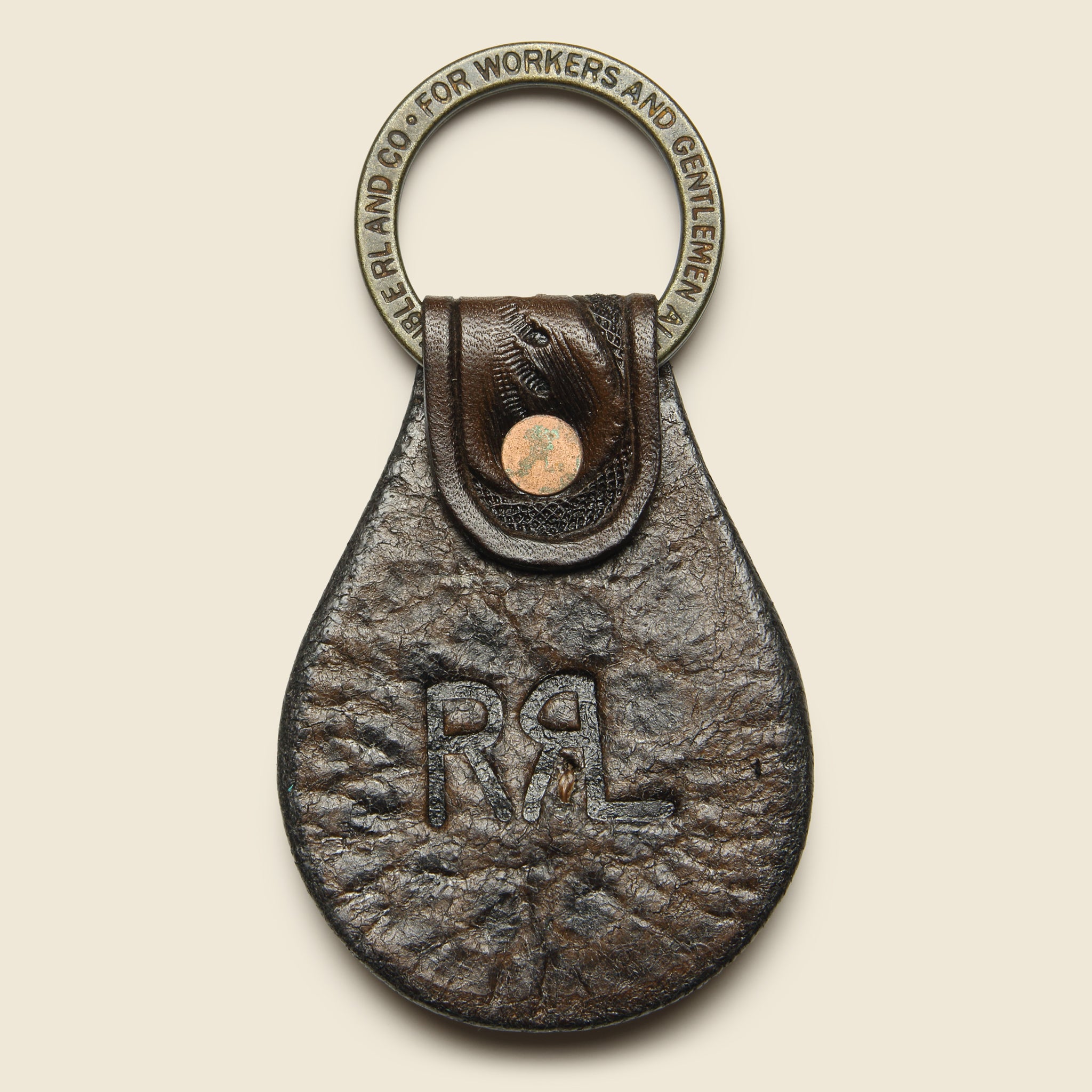 
                          Hand-tooled Leather Key Fob - Brown - RRL - STAG Provisions - Accessories - Key Chains
                        